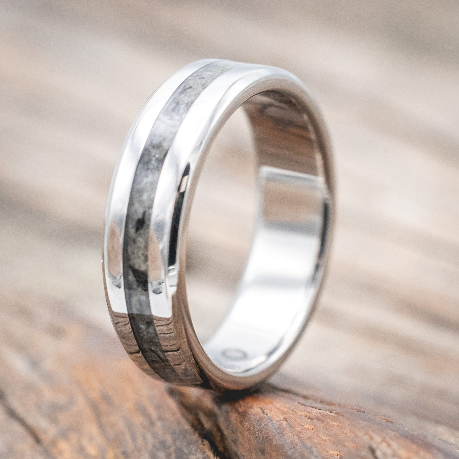 "NIRVANA" - CENTERED CRUSHED MOONSTONE WEDDING BAND-Staghead Designs