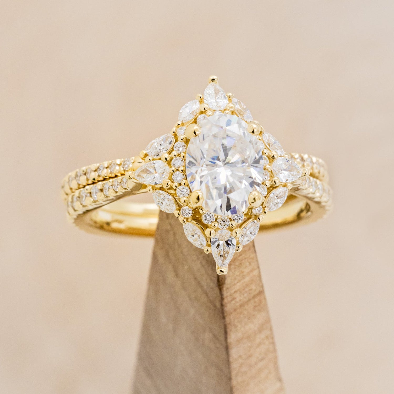 "NORTH STAR" - BRILLIANT CUT OVAL MOISSANITE ENGAGEMENT RING WITH DIAMOND ACCENTS & DIAMOND TRACER-8