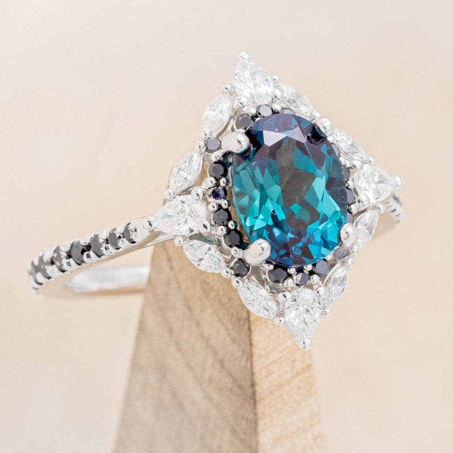 "NORTH STAR" - OVAL ENGAGEMENT RING WITH DIAMOND HALO & ACCENTS-9