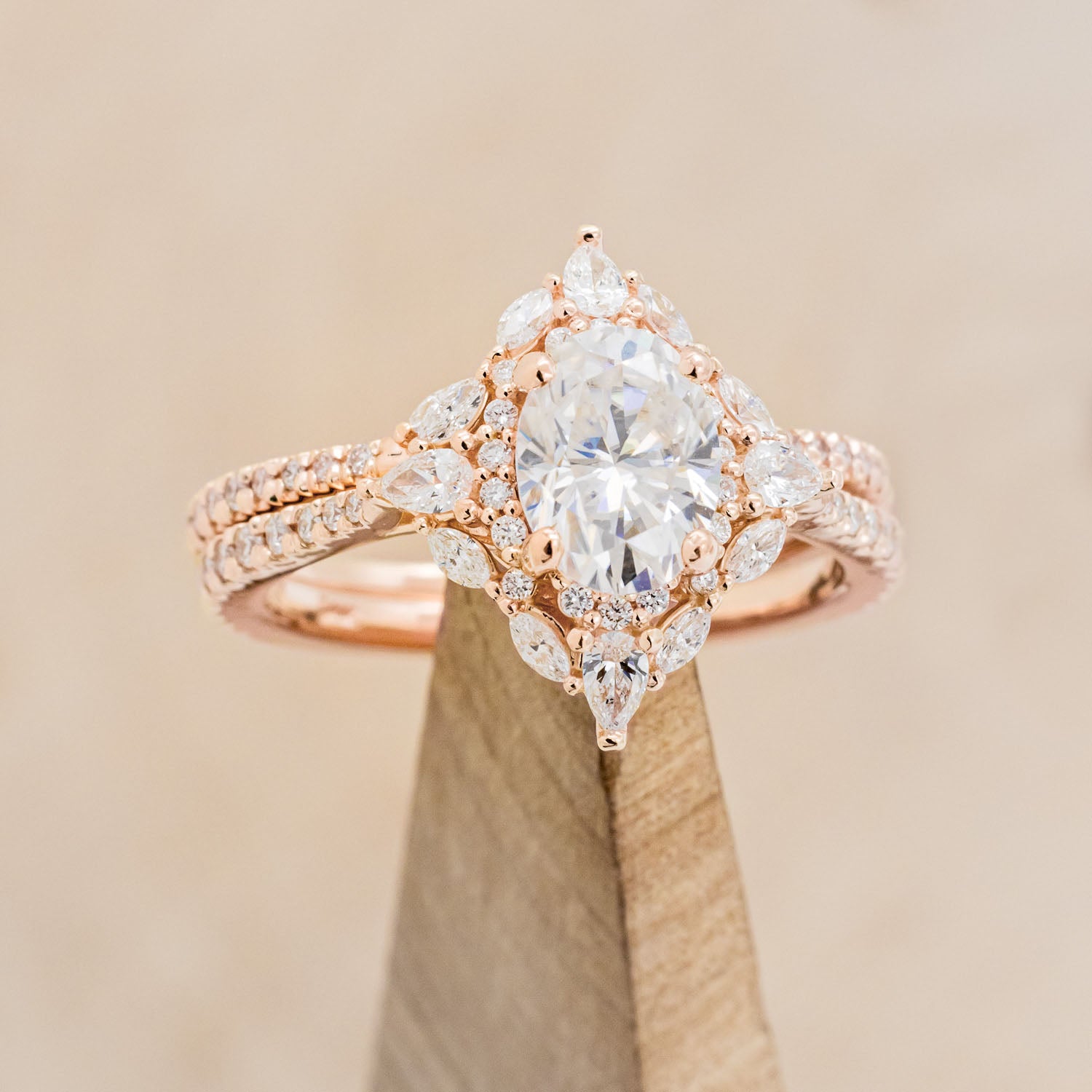 "NORTH STAR" - OVAL CUT ENGAGEMENT RING WITH DIAMOND ACCENTS & TRACER-Staghead Designs
