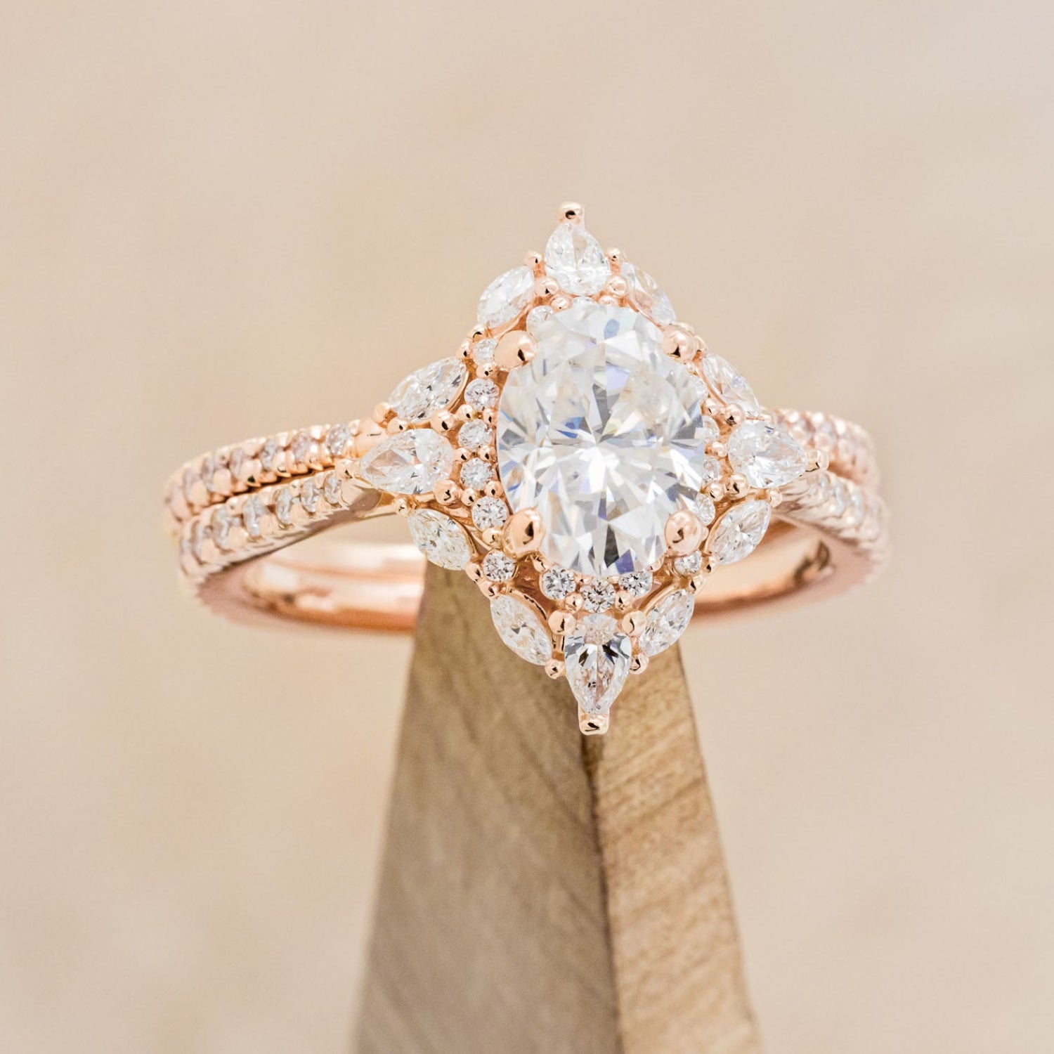 "NORTH STAR" - OVAL CUT ENGAGEMENT RING WITH DIAMOND ACCENTS & TRACER-Staghead Designs