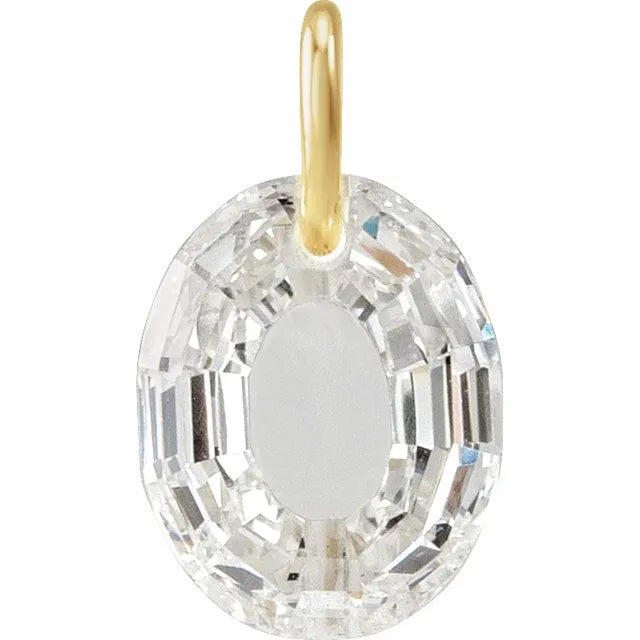 Diamond pendant shaped like the letter 'O' on a white background