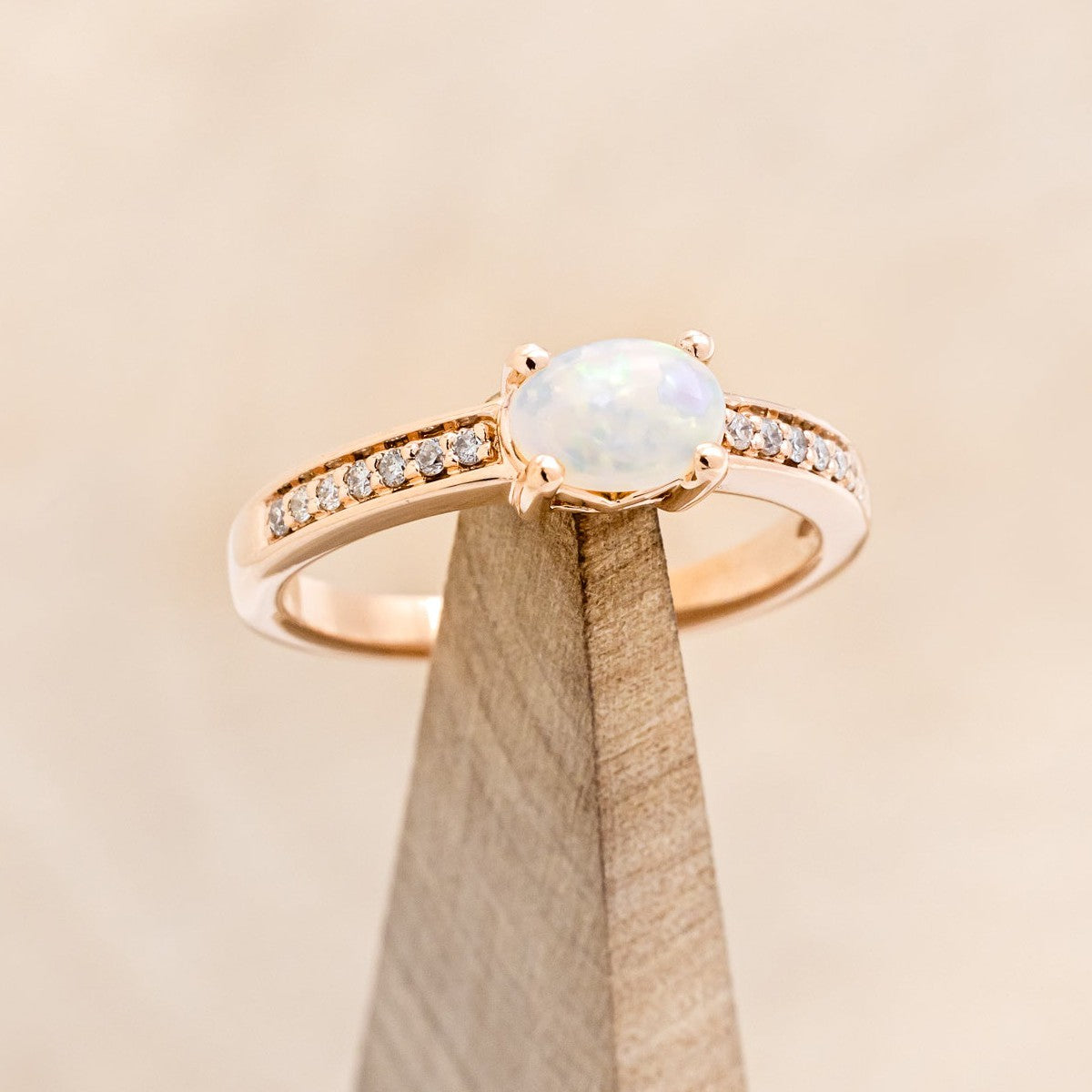OVAL WHITE OPAL ENGAGEMENT RING WITH DIAMOND ACCENTS-1