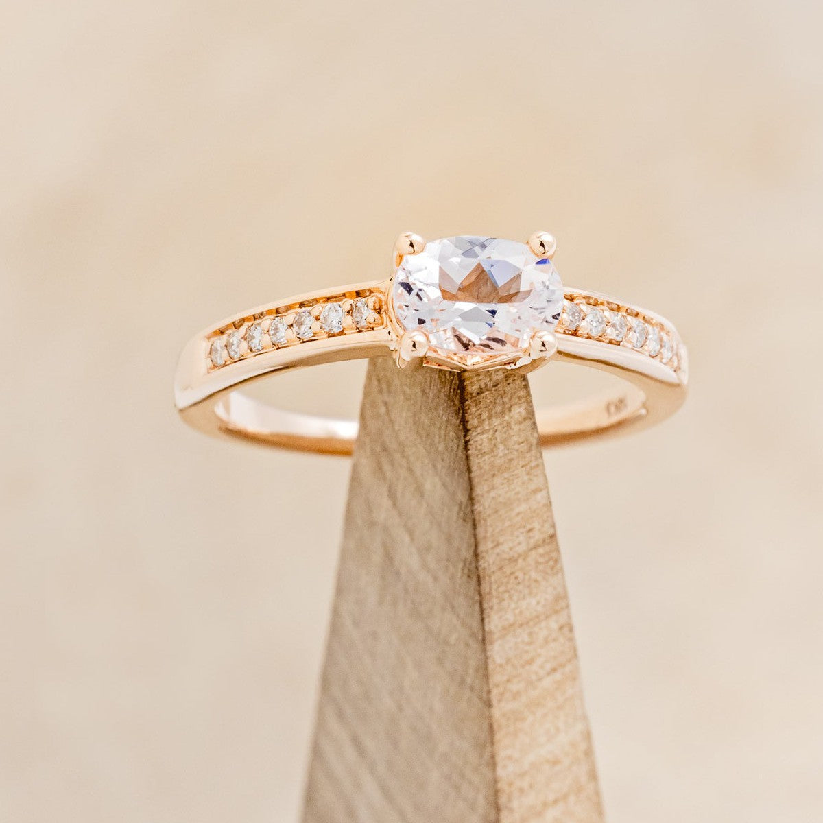 OVAL MORGANITE ENGAGEMENT RING WITH DIAMOND ACCENTS-1