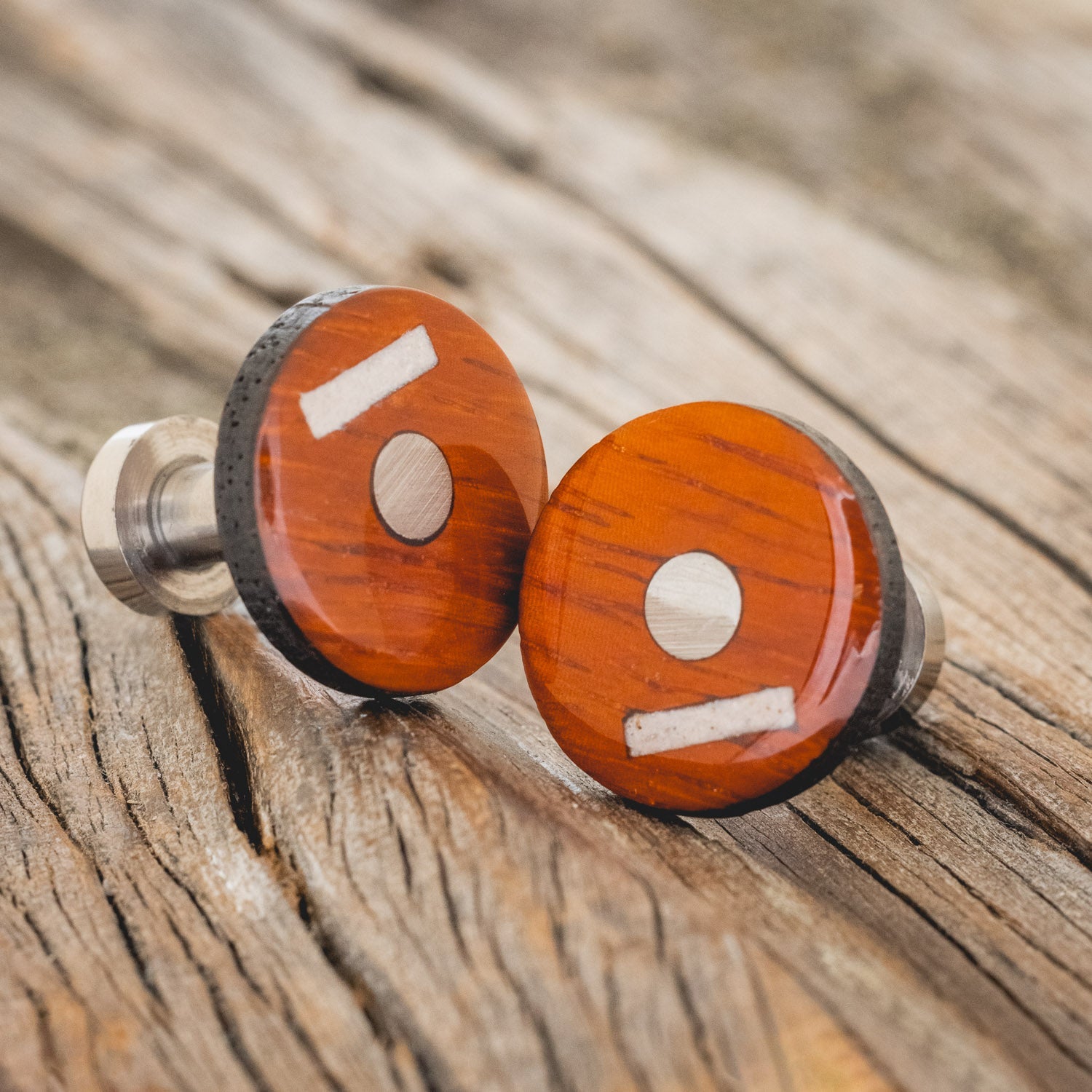 PADUAK & ELK ANTLER CUFFLINKS w/ TITANIUM BASES-1