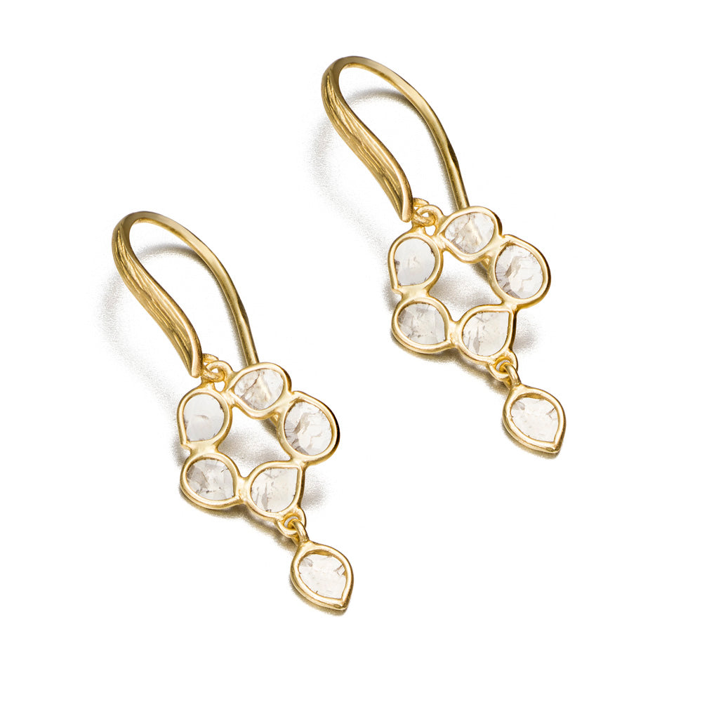 18K GOLD VERMEIL SILVER DIAMOND SLICE DANGLE EARRINGS - BY JORGE REVILLA-3