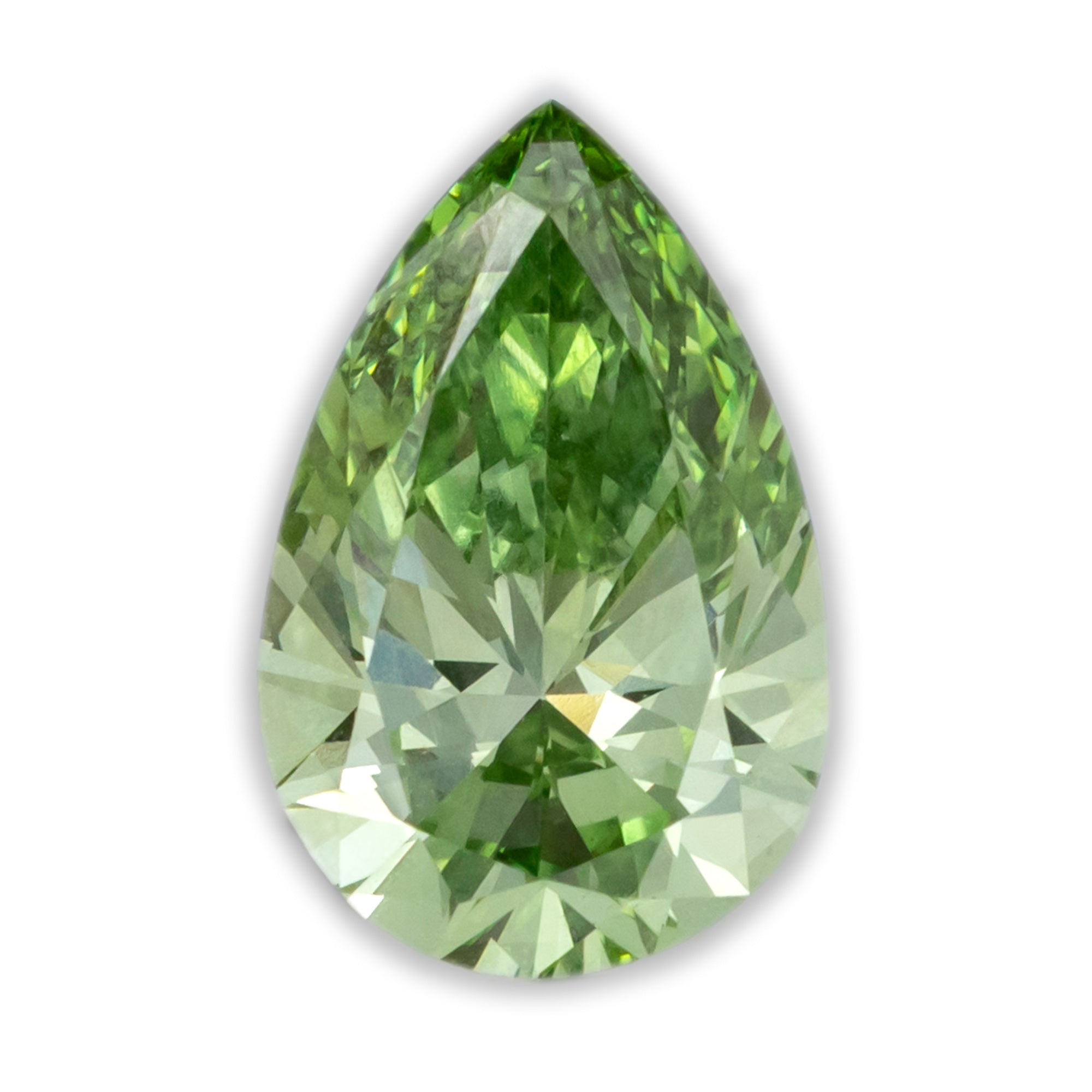 1.98ct 11.12x7.19x4.28mm PEAR BRILLIANT CUT FANCY GREEN LAB-GROWN DIAMOND-Staghead Designs