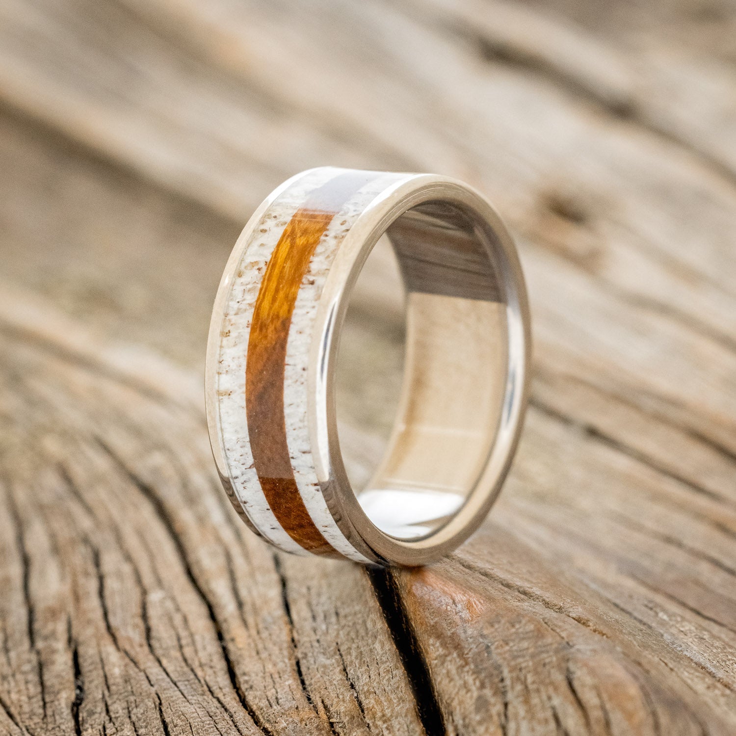 "RAINIER" - ANTLER & IRONWOOD WEDDING BAND - READY TO SHIP-1