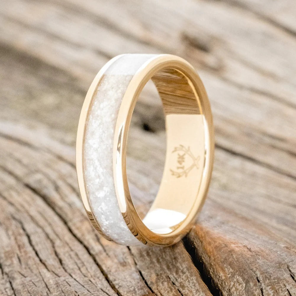 "RAINIER" - DIAMOND DUST WEDDING RING - 14K YELLOW GOLD (6MM) - SIZE 10-Staghead Designs