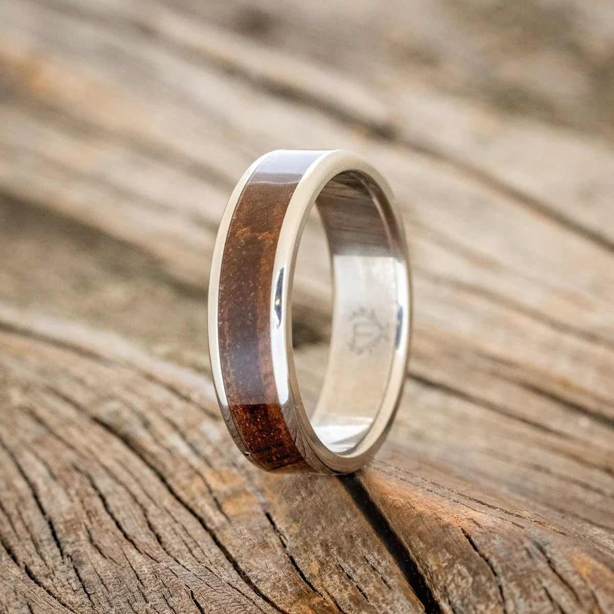 "RAINIER" - KOA WOOD WEDDING RING - TITANIUM (6MM) - SIZE 12-Staghead Designs