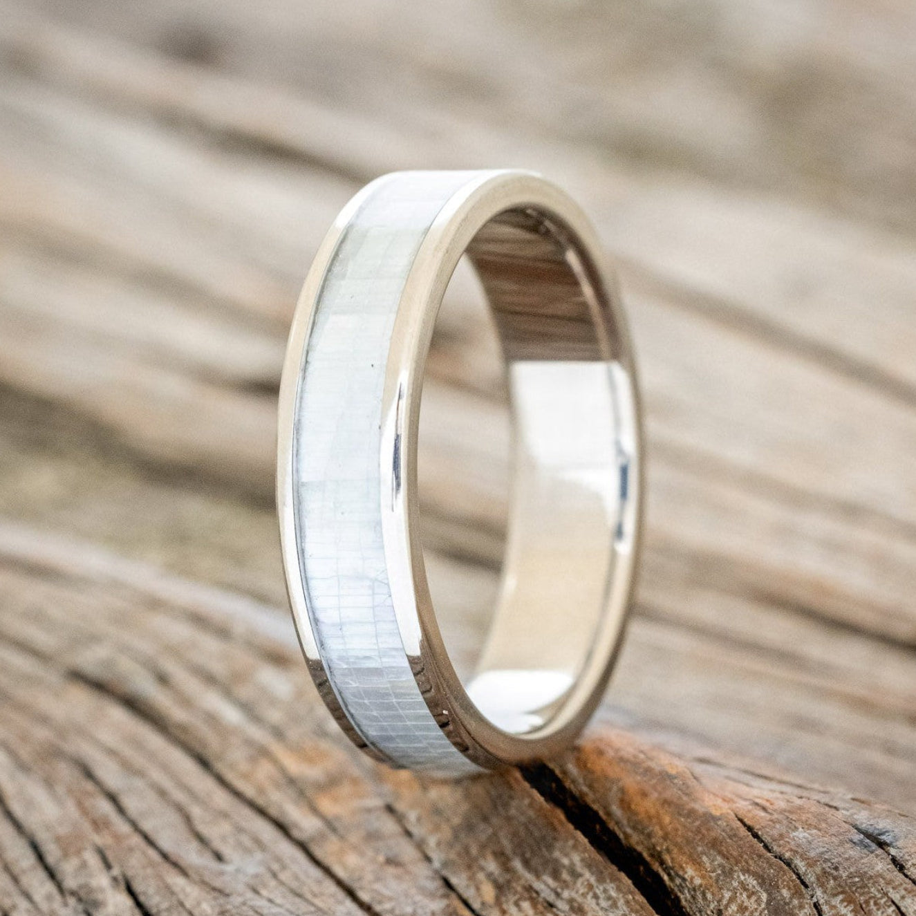 "RAINIER" - MOTHER OF PEARL WEDDING RING-1
