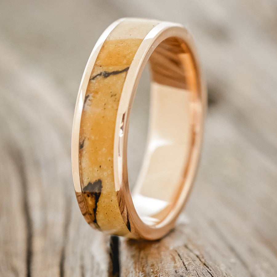 "RAINIER" - SPALTED MAPLE WOOD WEDDING RING FEATURING A 14K GOLD BAND-1