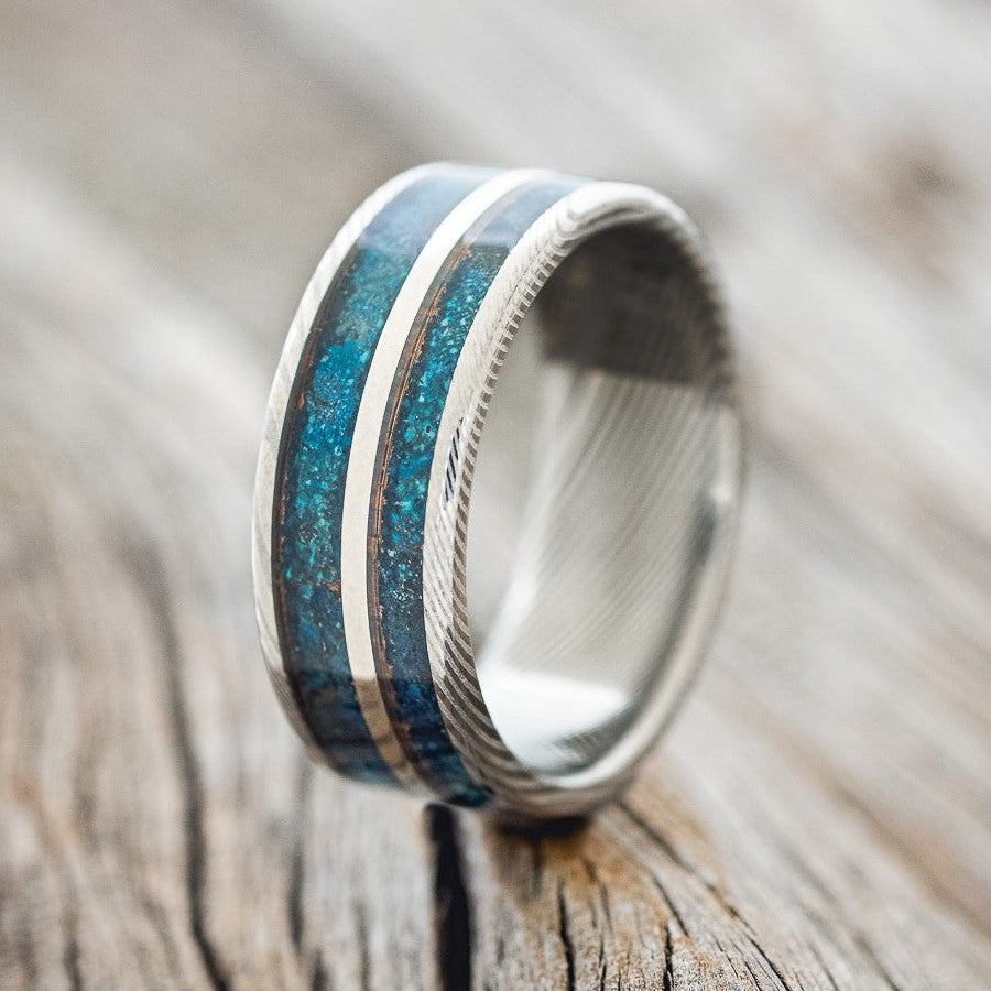 "RAPTOR" - PATINA COPPER & 14K GOLD INLAY WEDDING RING-1