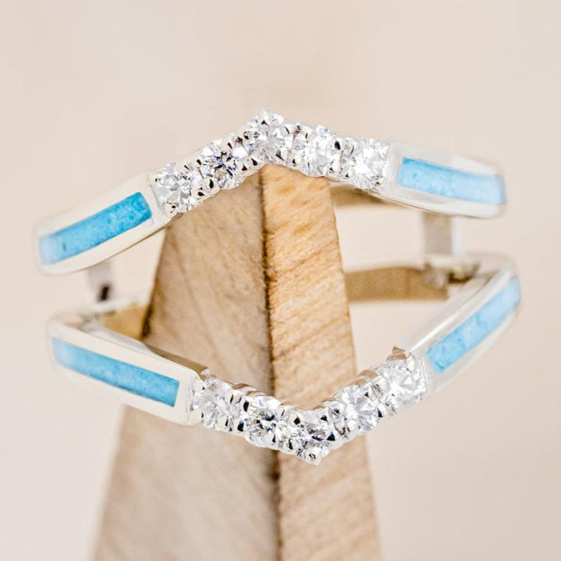 "RAYA" RING GUARD - TURQUOISE RING GUARD WITH DIAMOND ACCENTS-1