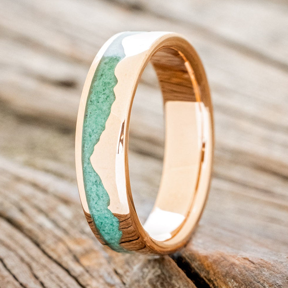 "HELIOS" - MALACHITE & 14K GOLD MOUNTAIN RANGE WEDDING BAND-7