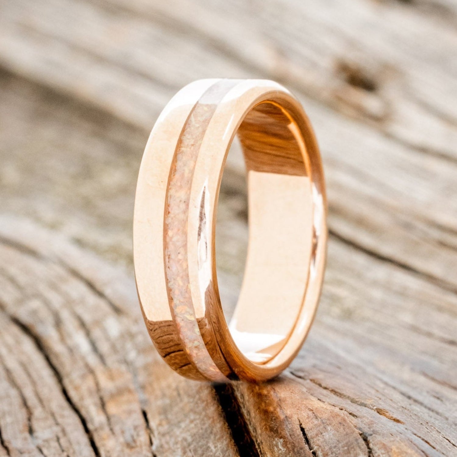 "VERTIGO" - FIRE & ICE OPAL WEDDING BAND-10