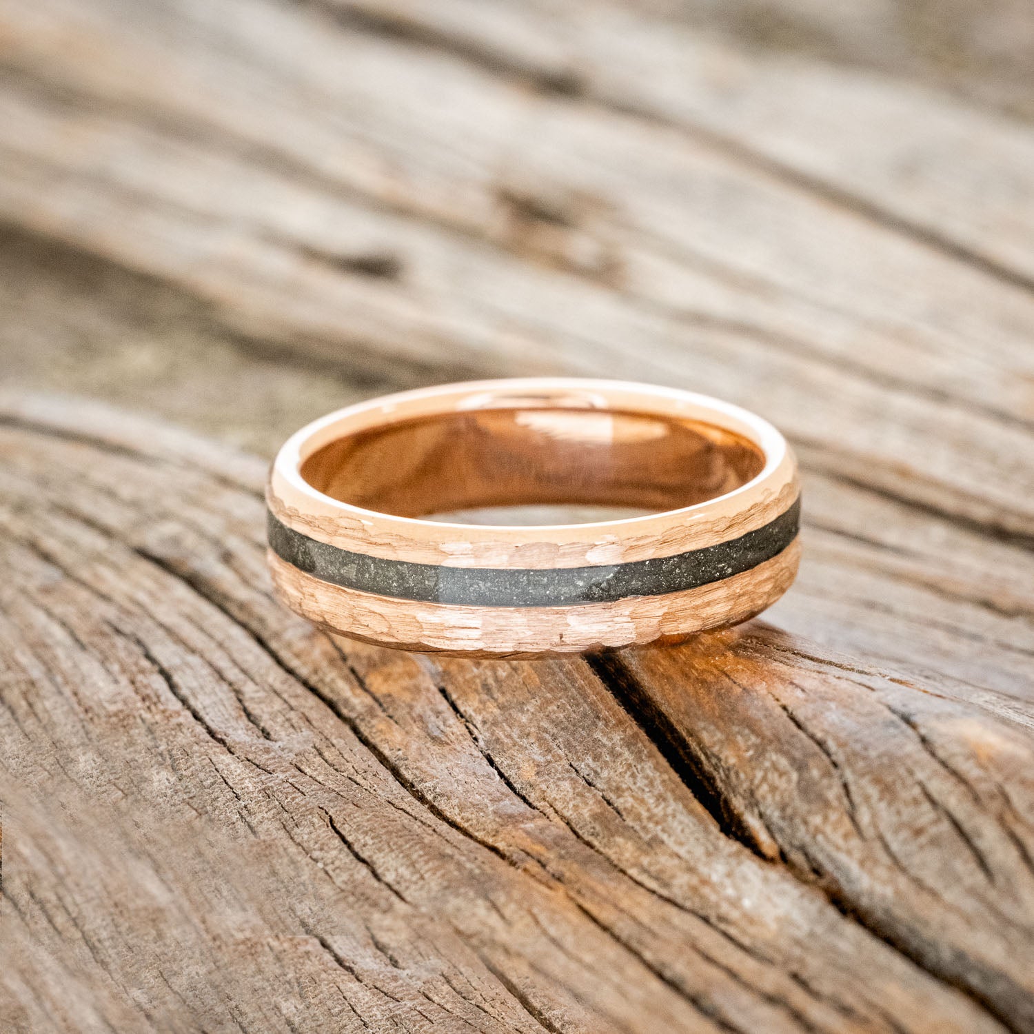 "VERTIGO" - HAMMERED PYRITE WEDDING BAND-3