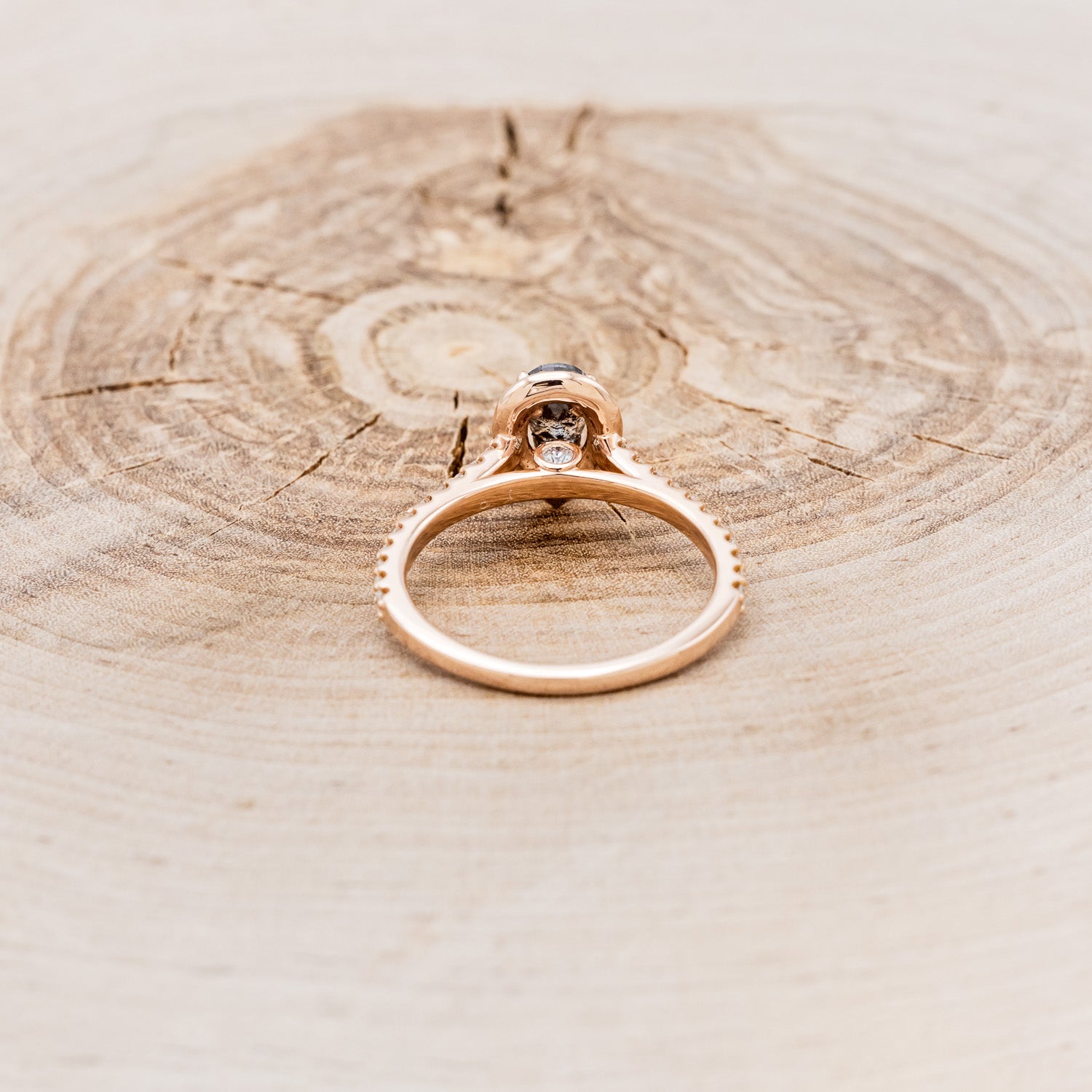 "AGNES" - PEAR-SHAPED SALT & PEPPER DIAMOND ENGAGEMENT RING WITH DIAMOND HALO & ACCENTS-5