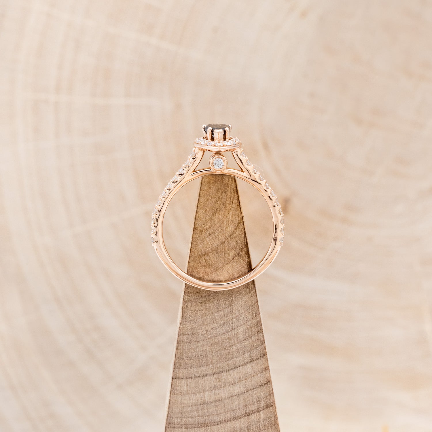 "AGNES" - PEAR-SHAPED SALT & PEPPER DIAMOND ENGAGEMENT RING WITH DIAMOND HALO & ACCENTS-6