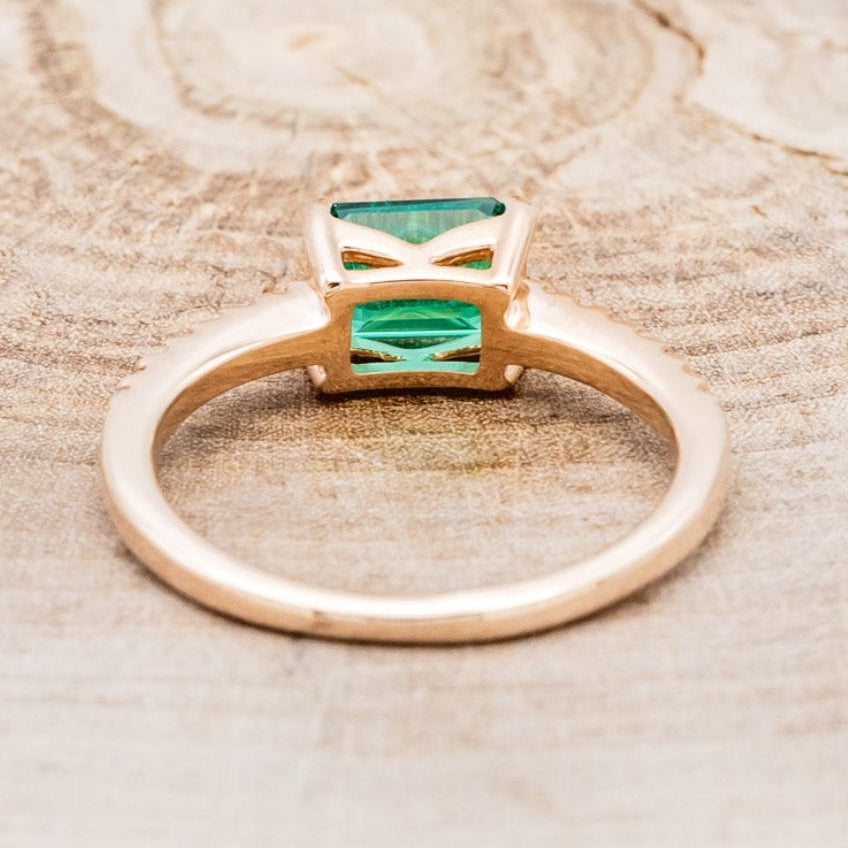 "AMARA" - LAB-GROWN EMERALD ENGAGEMENT RING WITH DIAMOND ACCENTS-5