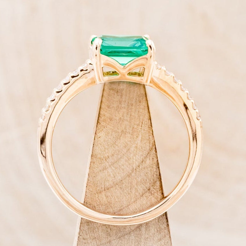 "AMARA" - LAB-GROWN EMERALD ENGAGEMENT RING WITH DIAMOND ACCENTS-6