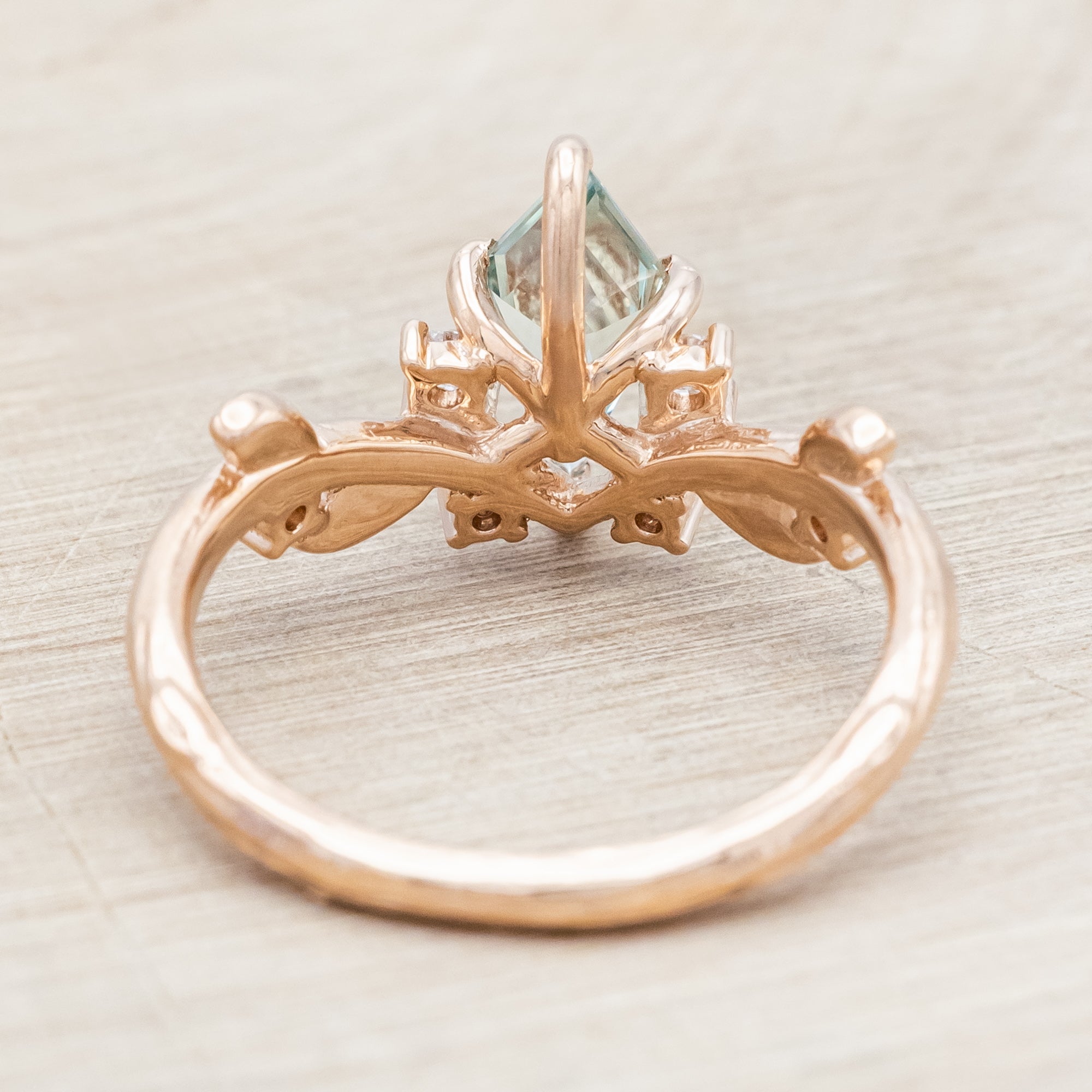 "ARTEMISIA" - KITE CUT LAB-GROWN GREEN SAPPHIRE ENGAGEMENT RING WITH DIAMOND ACCENTS-Staghead Designs