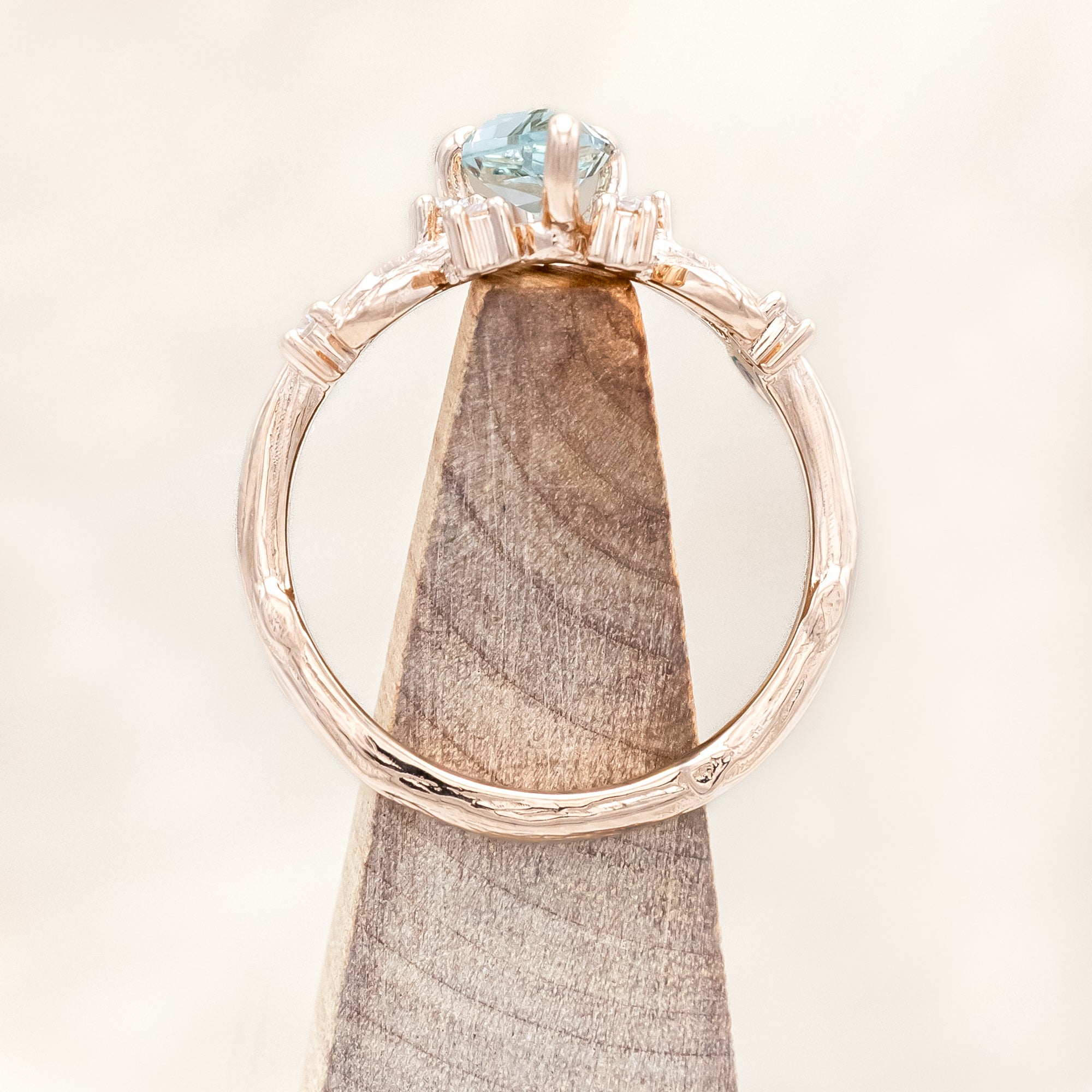 "ARTEMISIA" - KITE CUT LAB-GROWN GREEN SAPPHIRE ENGAGEMENT RING WITH DIAMOND ACCENTS-Staghead Designs