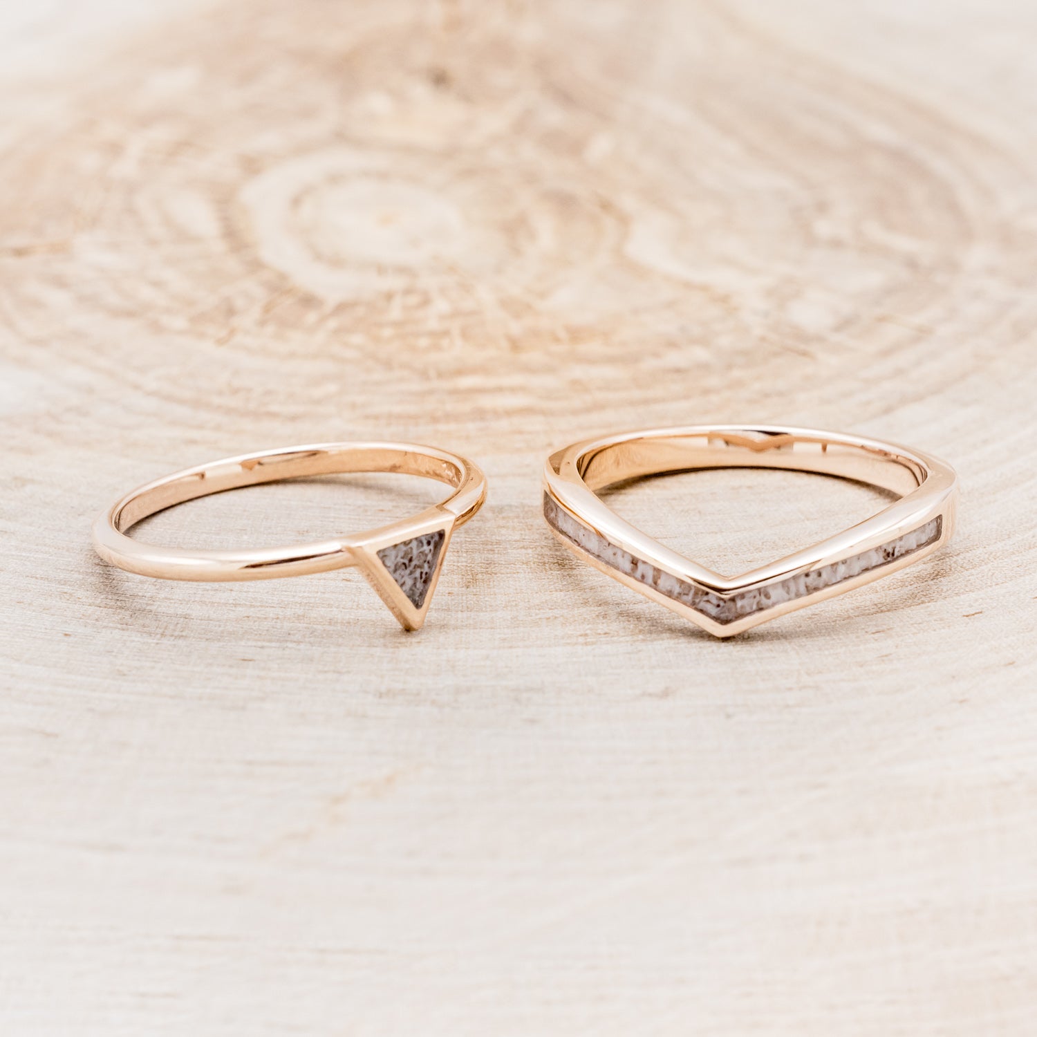 "ATLANTIS" - ANTLER INLAY TRIANGLE RING & V-SHAPED TRACER SET-5