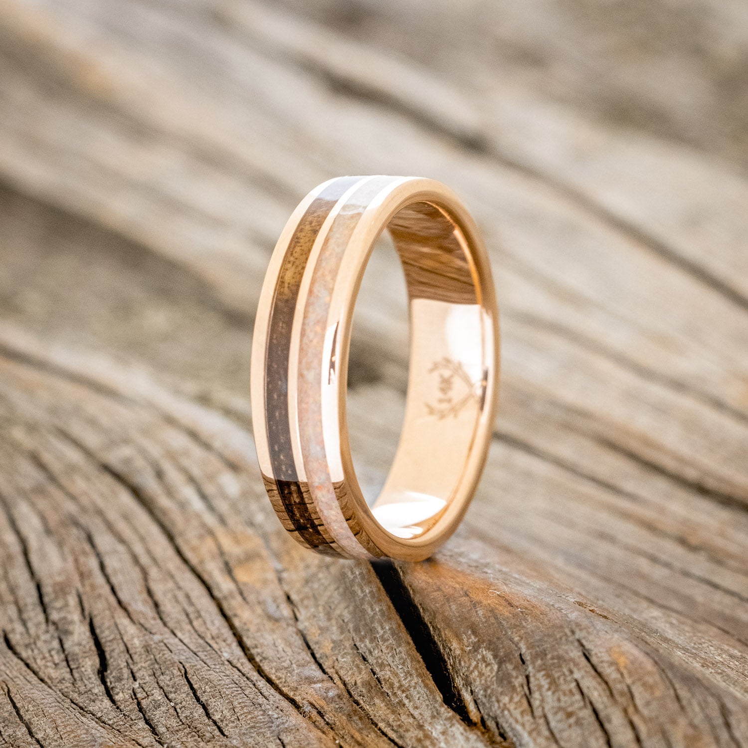 "DYAD" - KOA WOOD & FIRE AND ICE OPAL WEDDING BAND-4