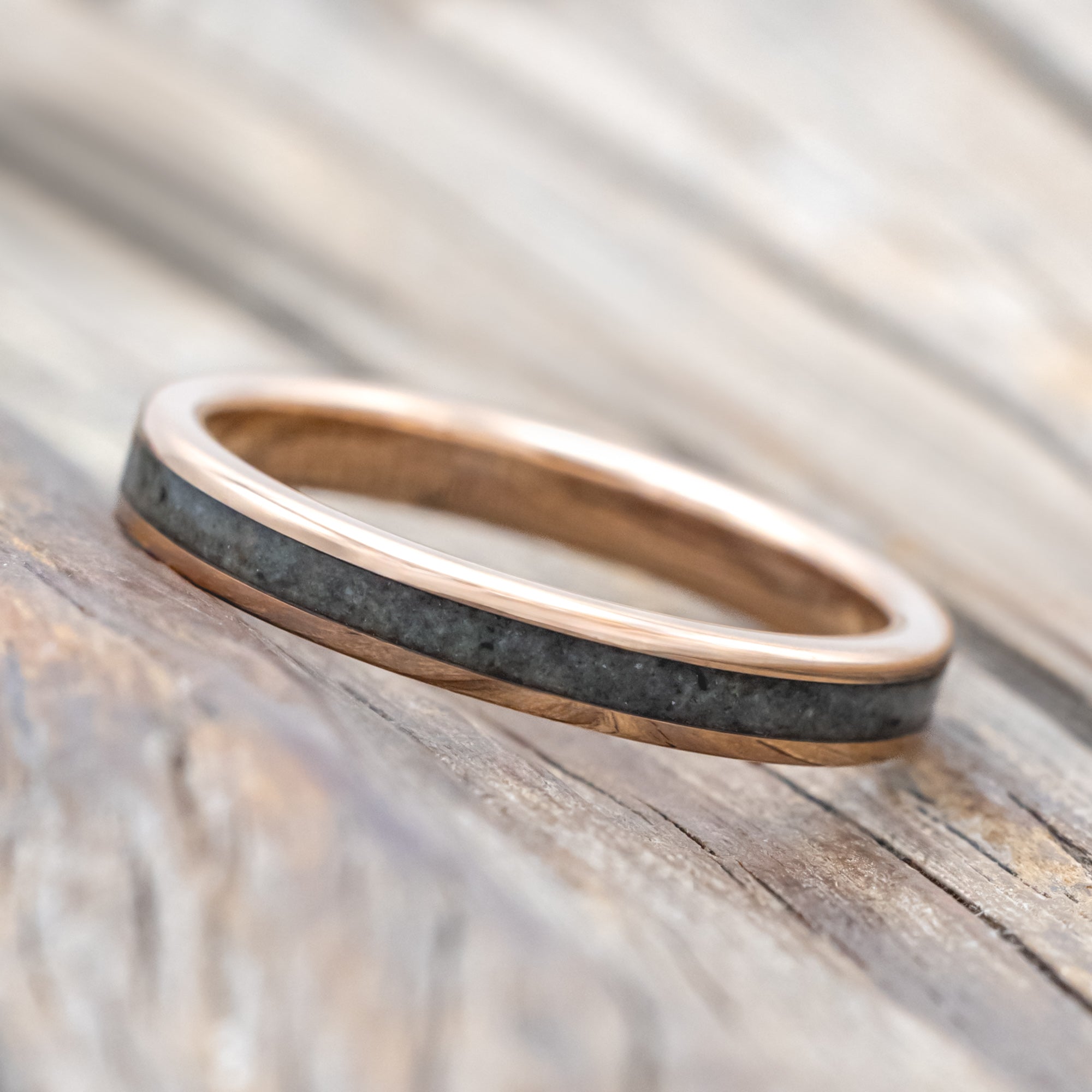 "ETERNA" - MOSS AGATE INLAY STACKING BAND-Staghead Designs