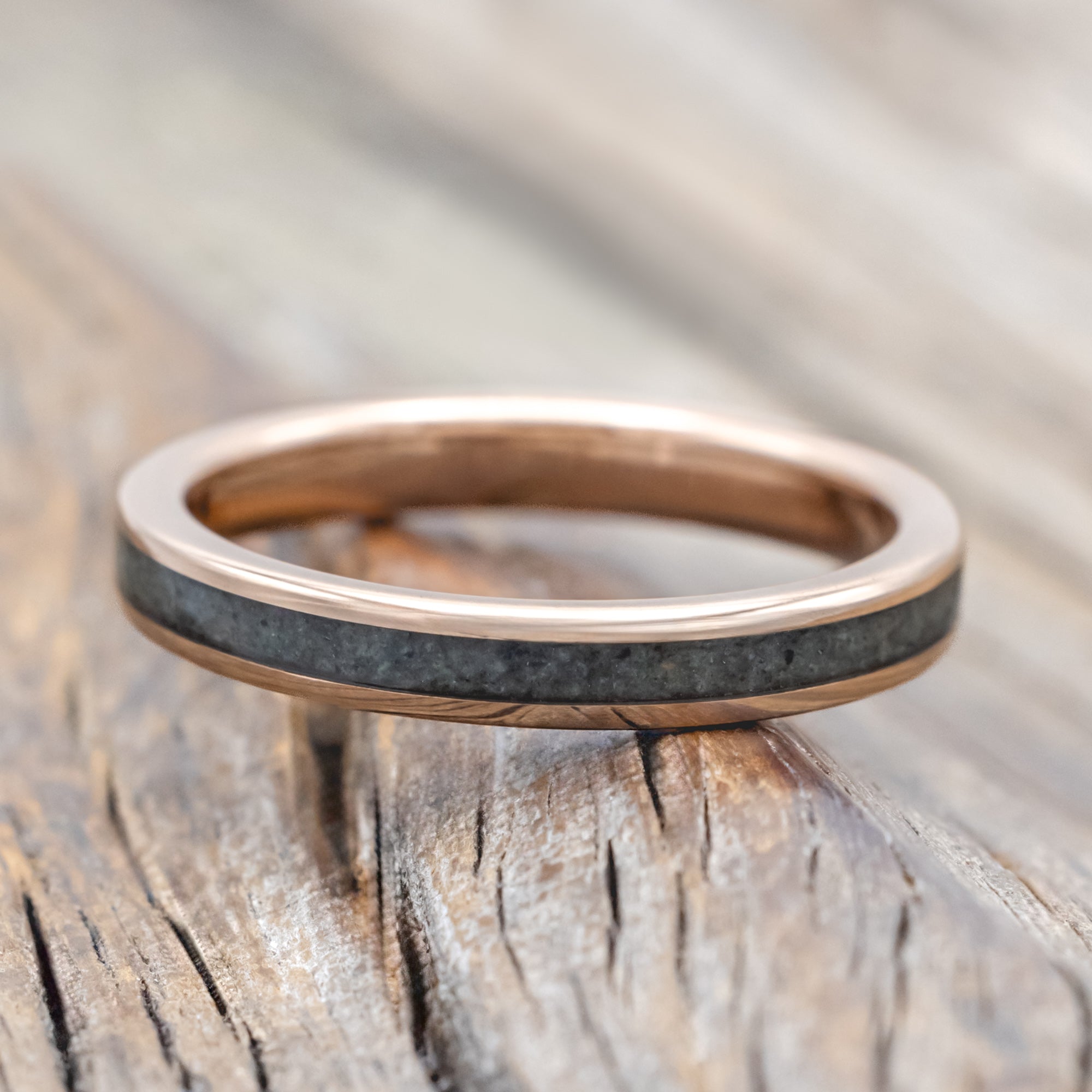 "ETERNA" - MOSS AGATE INLAY STACKING BAND-Staghead Designs