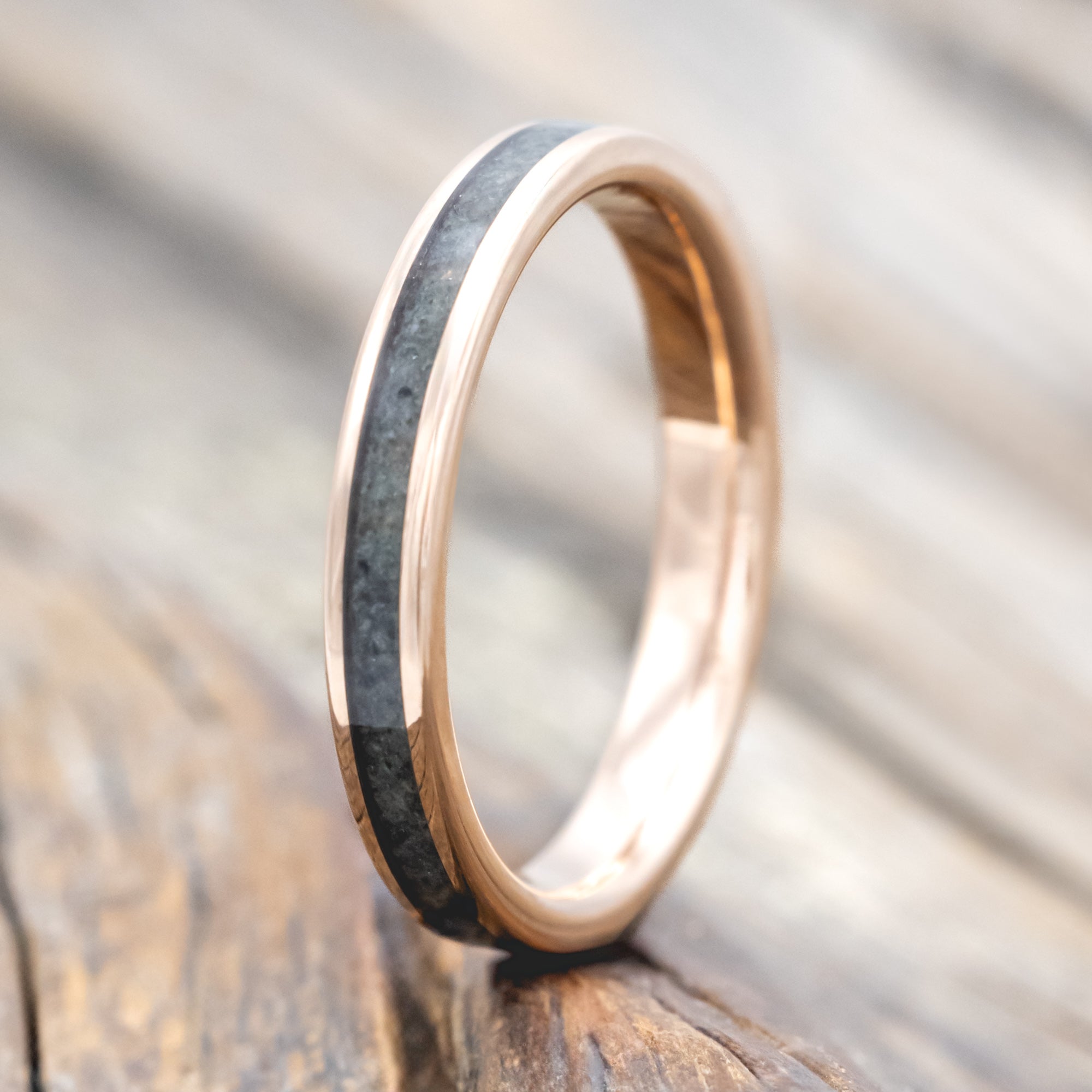 "ETERNA" - MOSS AGATE INLAY STACKING BAND-Staghead Designs