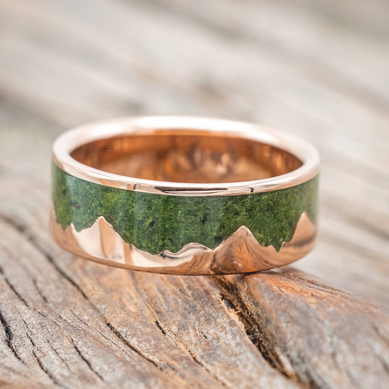"HELIOS" - MOSS MOUNTAIN RANGE WEDDING BAND-Staghead Designs
