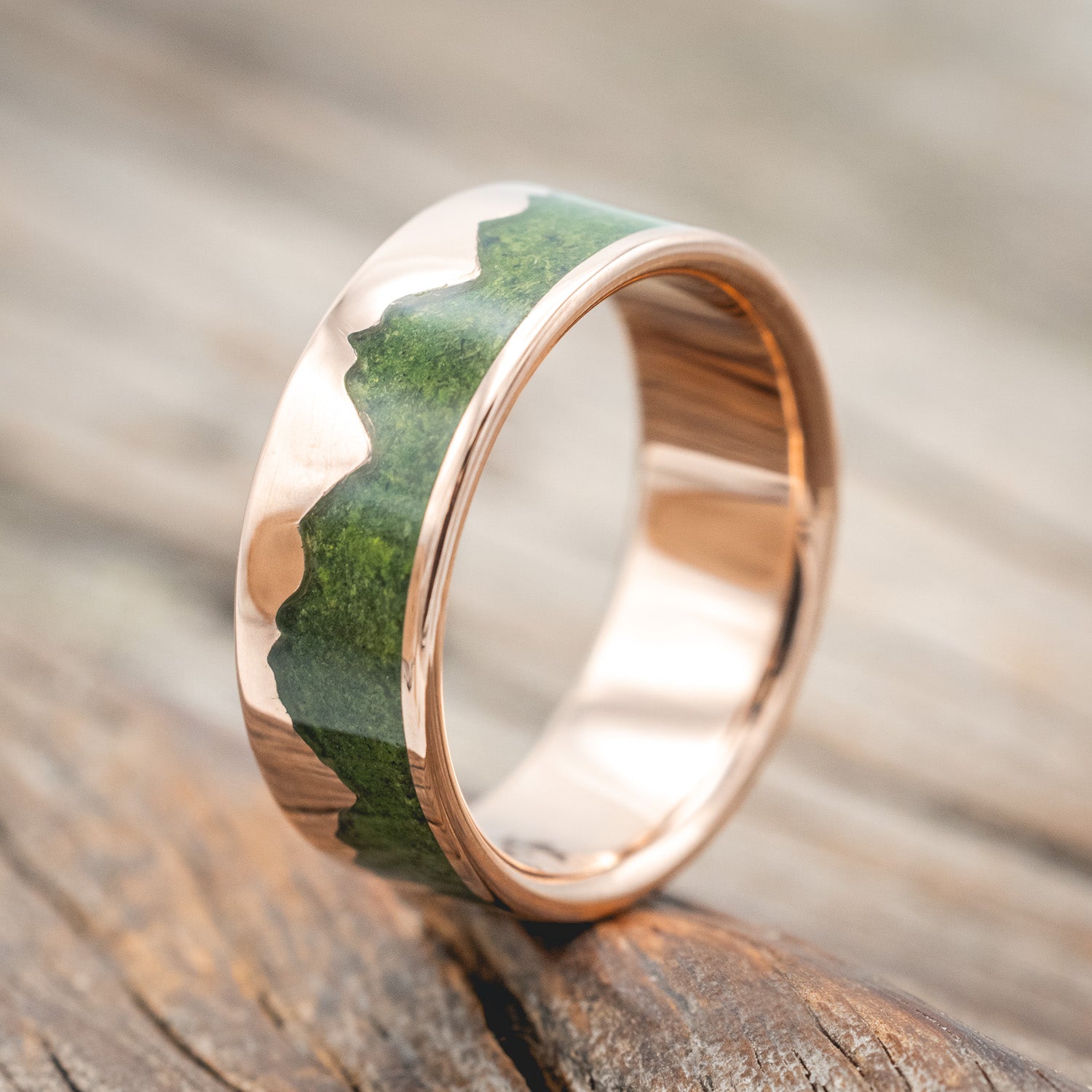 "HELIOS" - MOSS MOUNTAIN RANGE WEDDING BAND-Staghead Designs