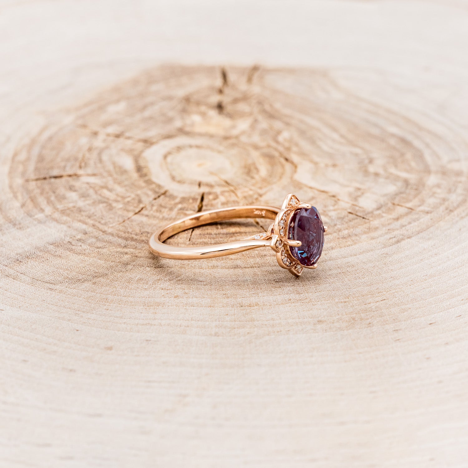 "JANE" - OVAL LAB-GROWN ALEXANDRITE ENGAGEMENT RING WITH DIAMONDS ACCENTS-2