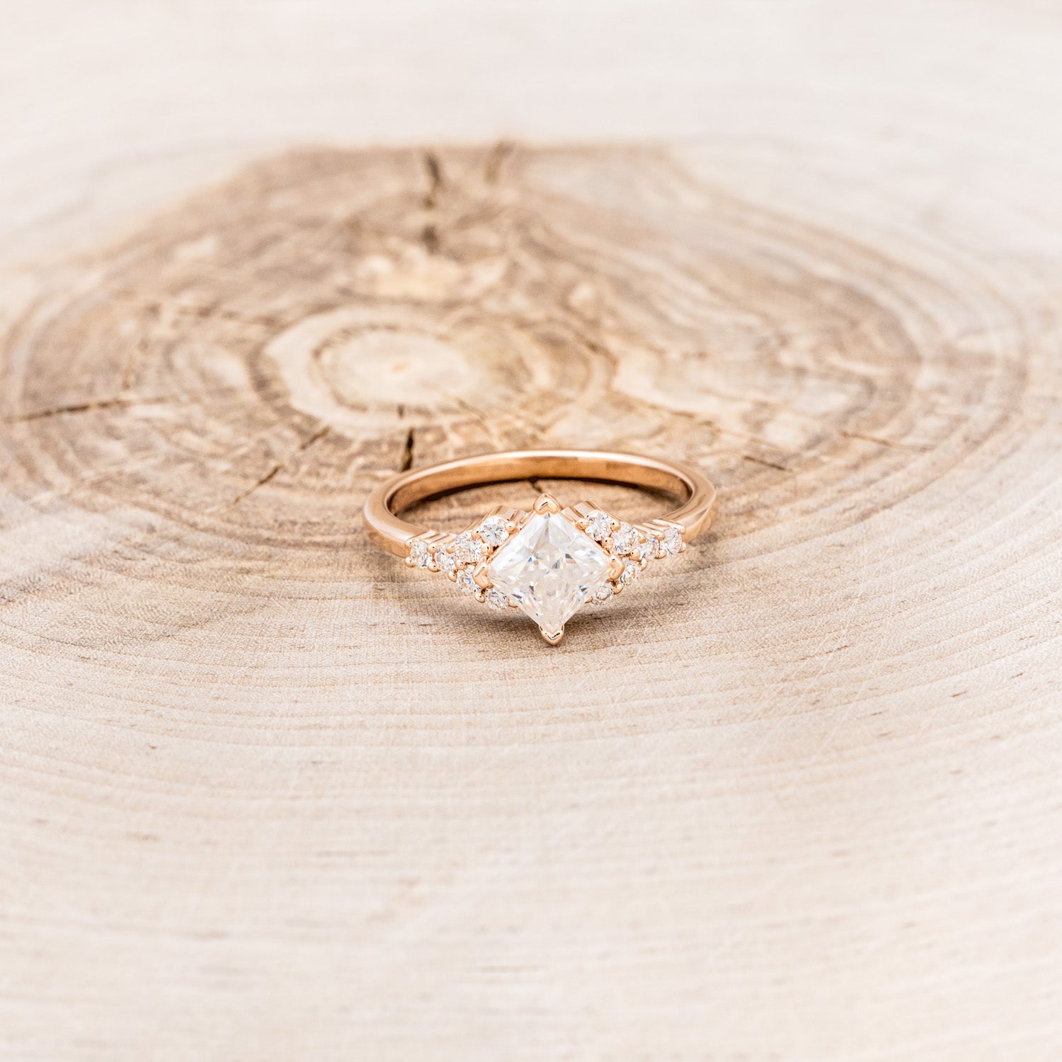 "LAYLA" - PRINCESS CUT MOISSANITE ENGAGEMENT RING WITH DIAMOND ACCENTS-16