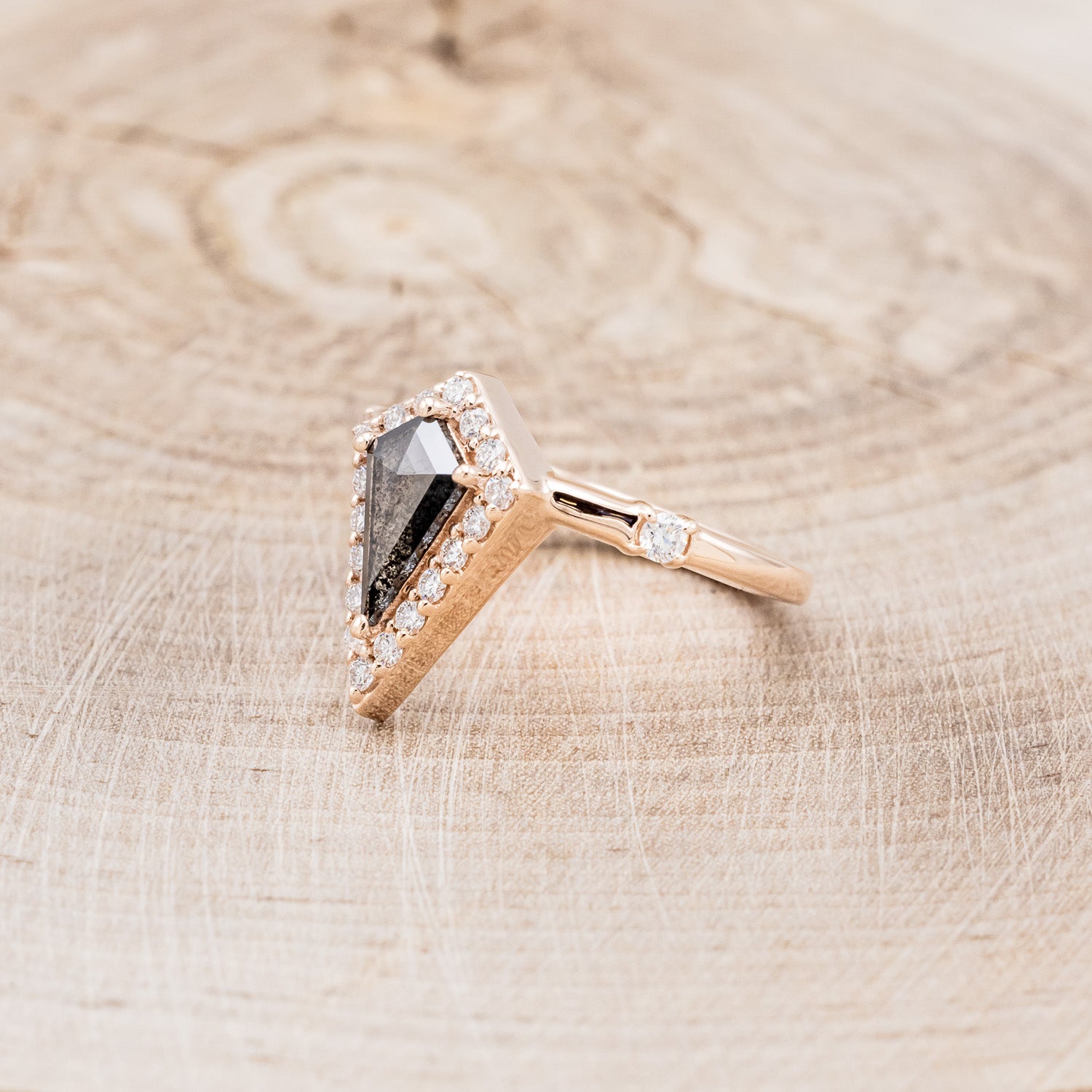 "LEIJA" - KITE CUT ENGAGEMENT RING WITH DIAMOND HALO & ACCENTS - MOUNTING ONLY - SELECT YOUR OWN STONE-3