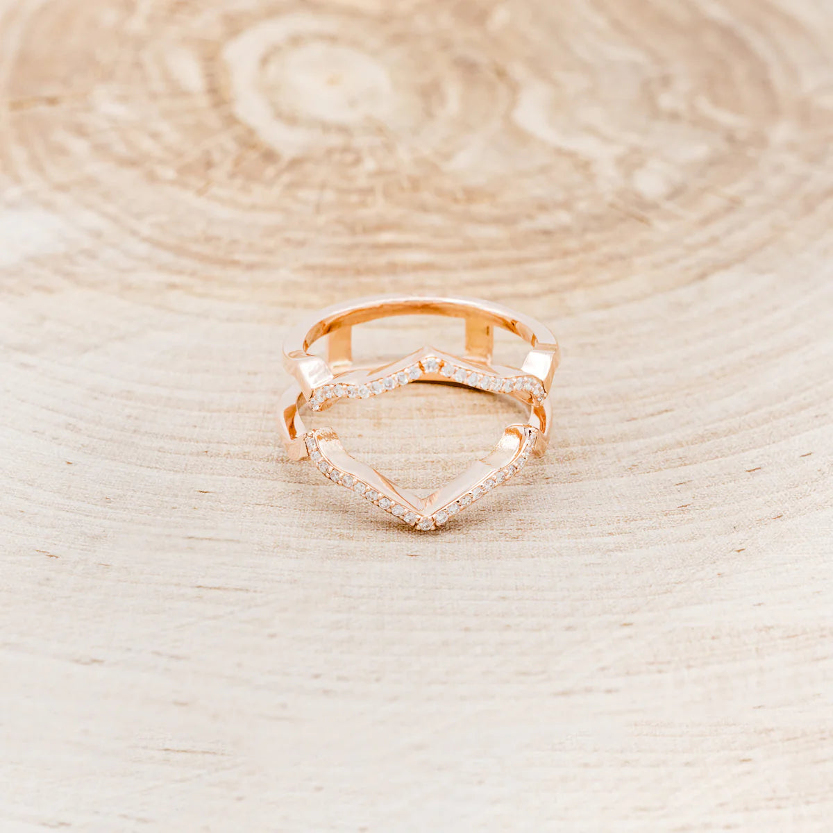 "Lucy in the Sky" - Ring Guard with Diamond Accents - 14K Rose Gold - Size 8