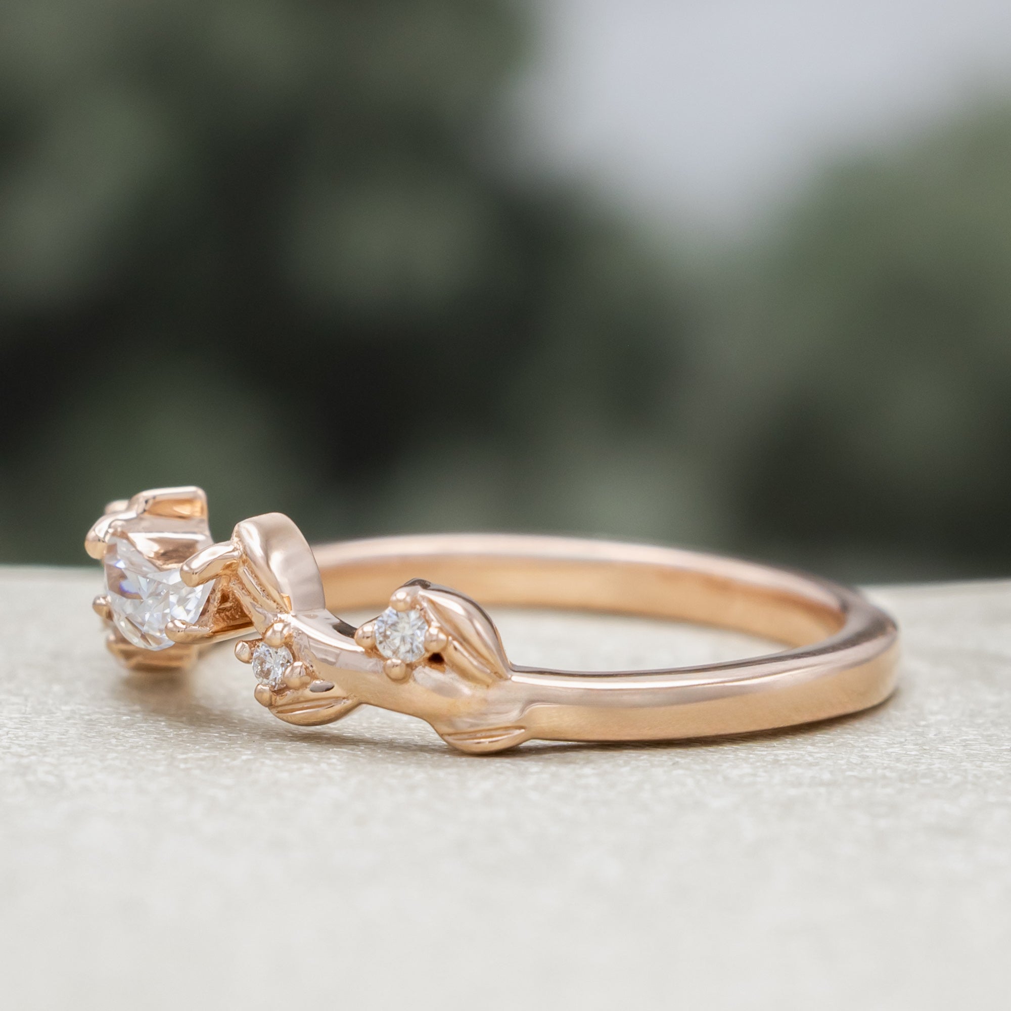 "Lumina" - Vine-Inspired Tracer With Crescent Moon Moissanite & Diamond Accents-Staghead Designs