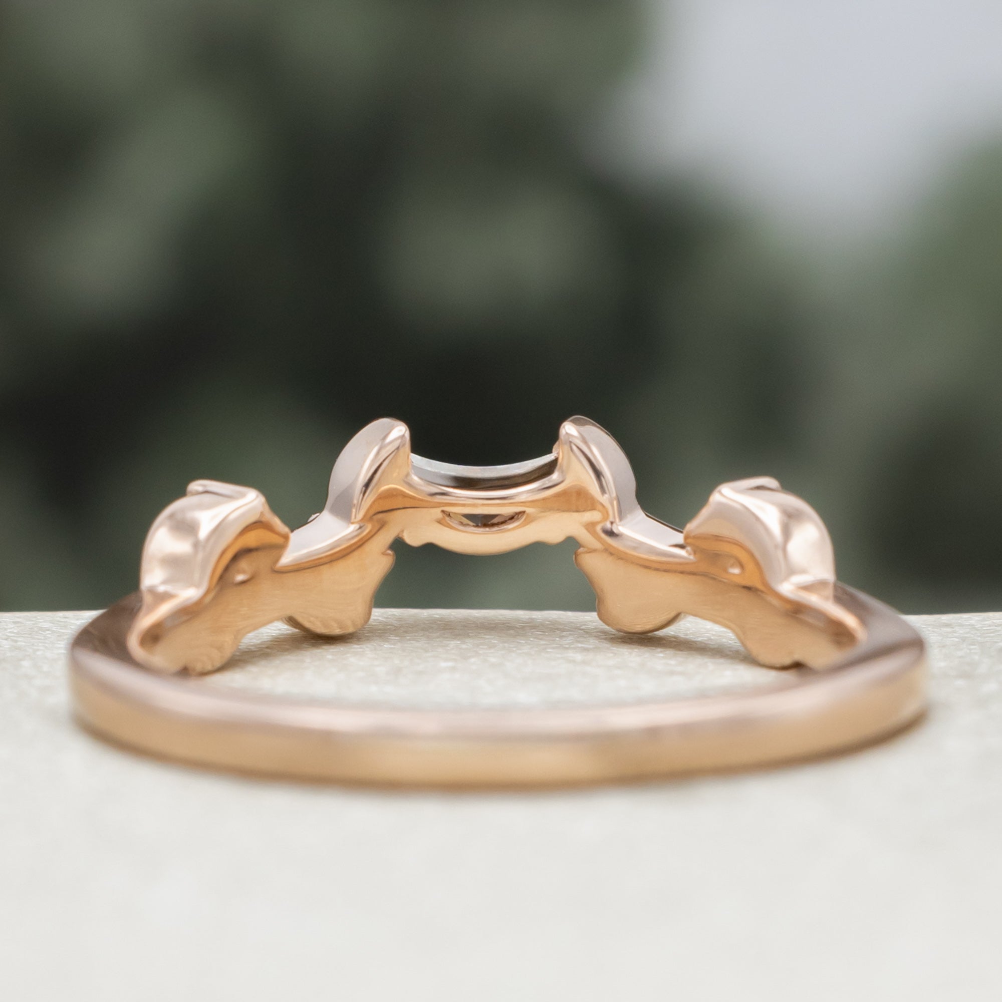 "Lumina" - Vine-Inspired Tracer With Crescent Moon Moissanite & Diamond Accents-Staghead Designs