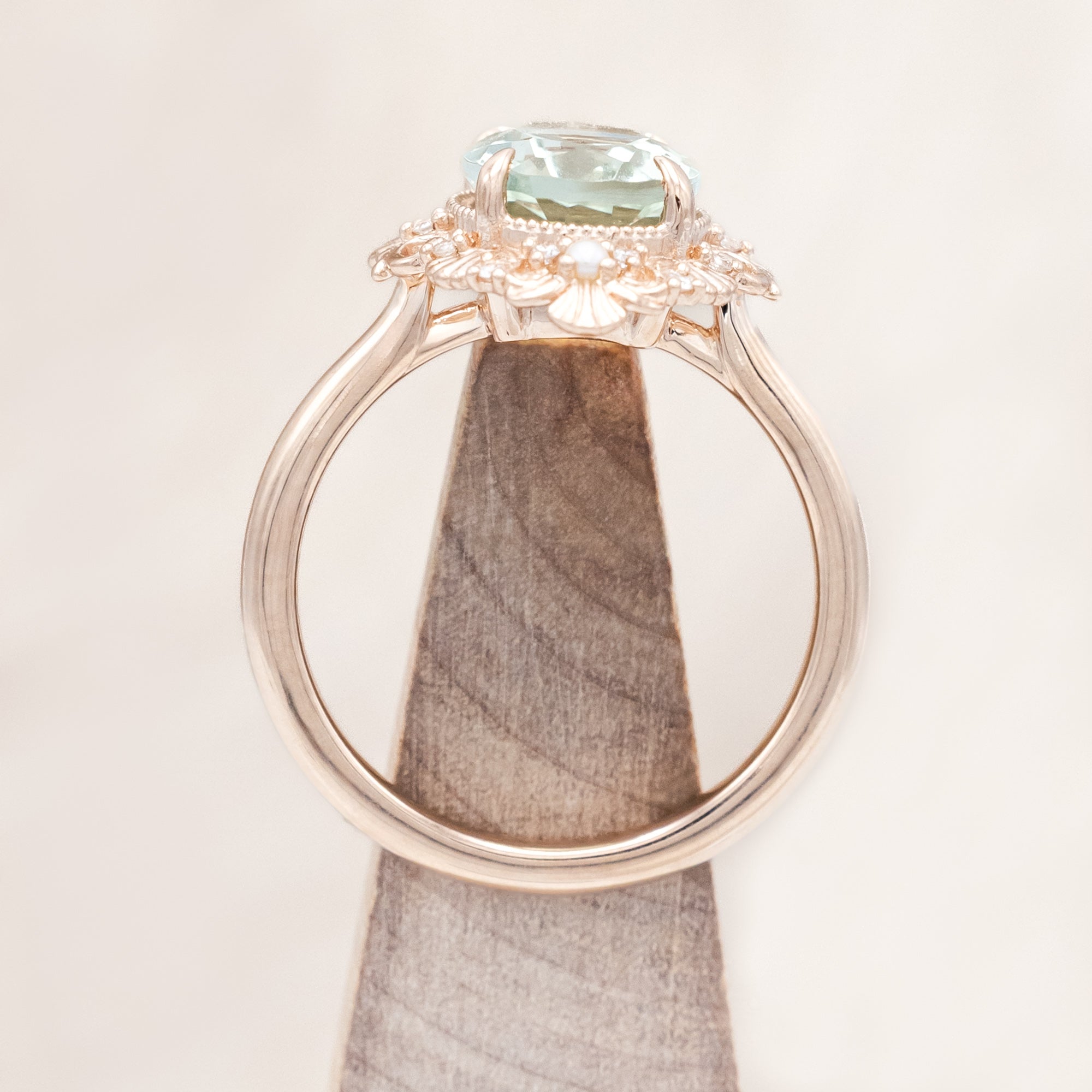 "MERROW" - OVAL CUT ENGAGEMENT RING WITH DIAMOND & PEARL ACCENTS-Staghead Designs