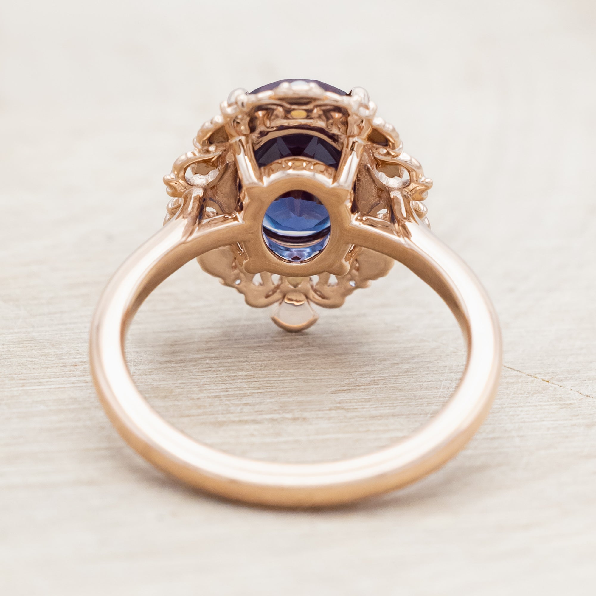 "MERROW" - OVAL CUT ENGAGEMENT RING WITH DIAMOND & PEARL ACCENTS-Staghead Designs