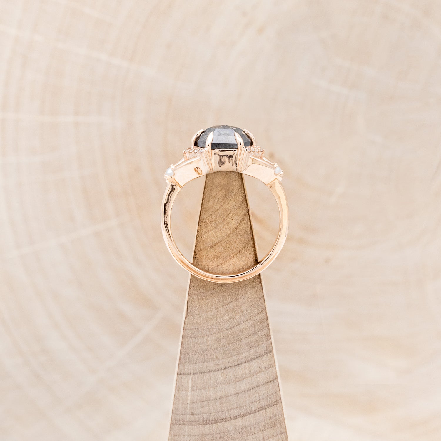 "MINA" - ENGAGEMENT RING WITH WITH PEARL & DIAMOND ACCENTS - MOUNTING ONLY - SELECT YOUR OWN STONE-6