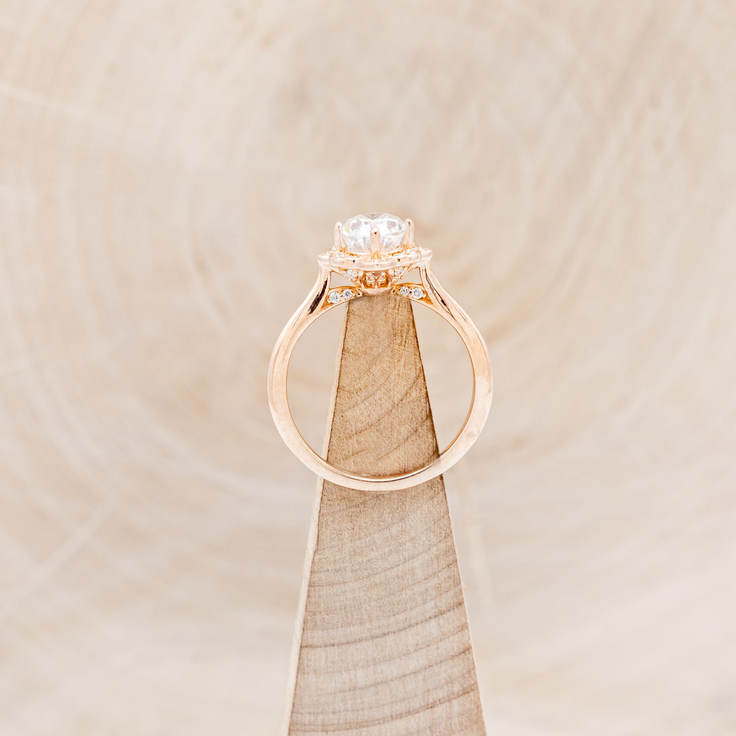 "JANE" - OVAL CUT MOISSANITE ENGAGEMENT RING WITH DIAMOND ACCENTS & TRACER-12