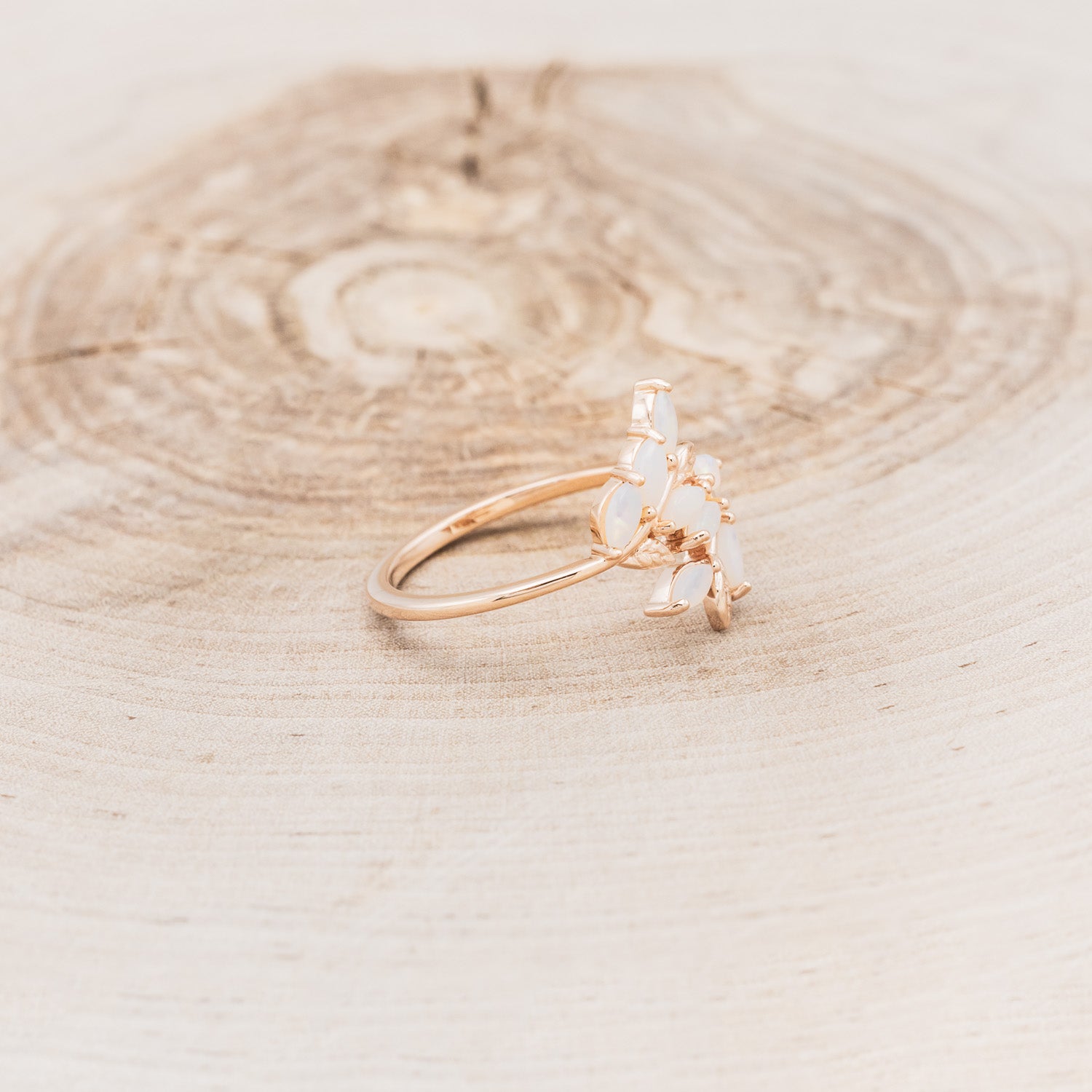 "DOVE" - VINE STYLE RING WITH MARQUISE OPAL ACCENTS-2