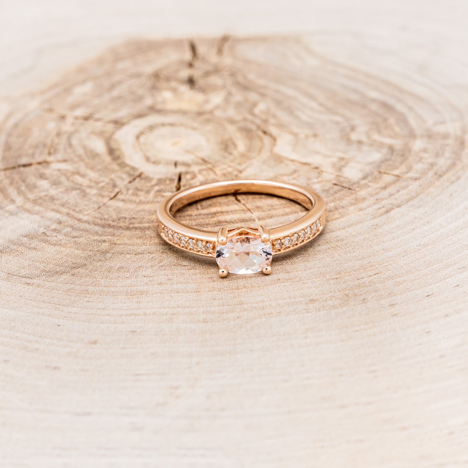 OVAL MORGANITE ENGAGEMENT RING WITH DIAMOND ACCENTS-4