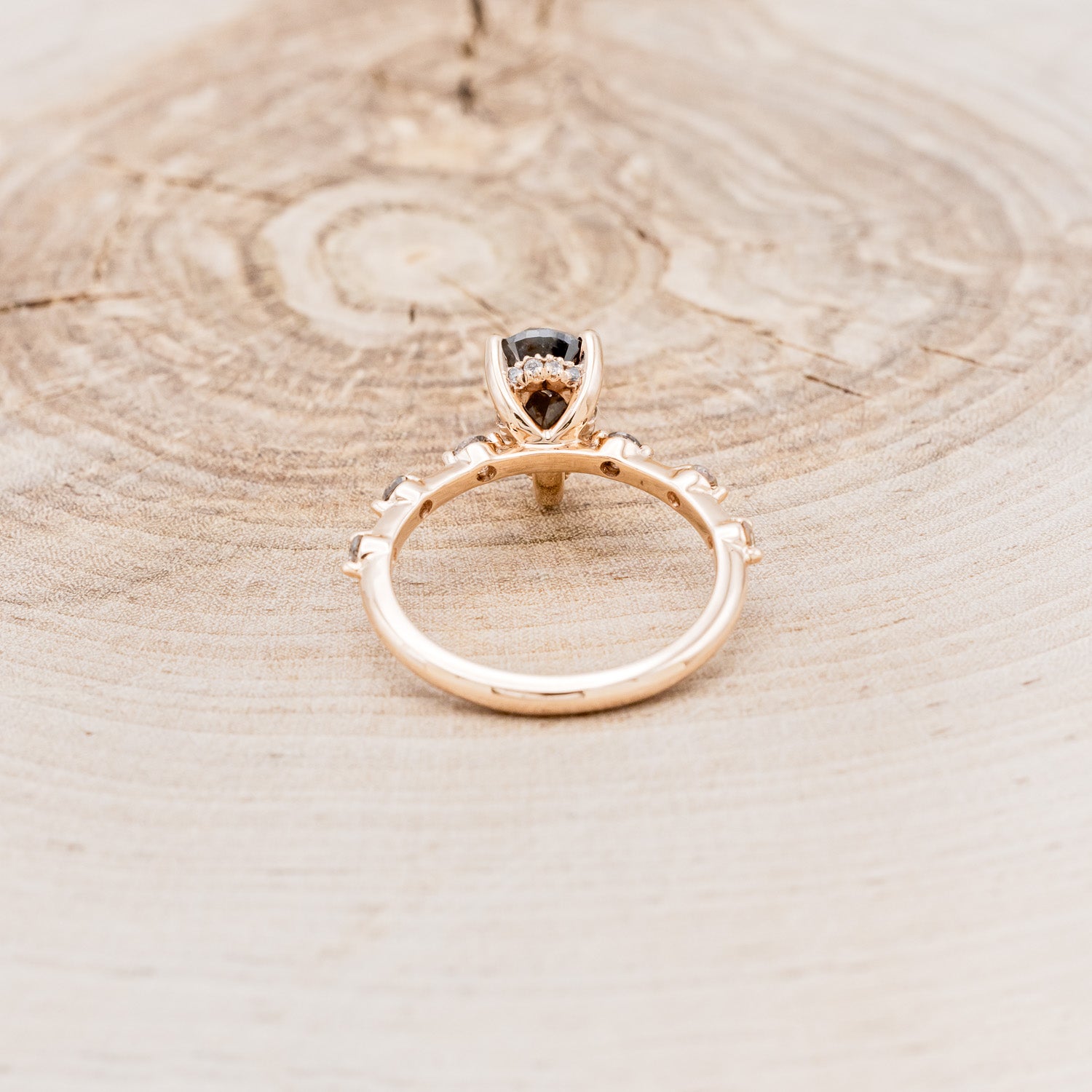 "LORELIE" - PEAR DOUBLE CUT SALT & PEPPER DIAMOND ENGAGEMENT RING WITH SALT & PEPPER DIAMOND ACCENTS & HIDDEN DIAMOND HALO-5