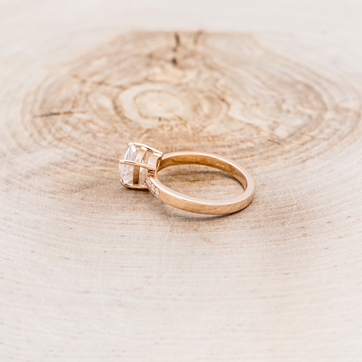 "PIPER" - TRILLION CUT ROSE QUARTZ ENGAGEMENT RING WITH DIAMOND ACCENTS-3