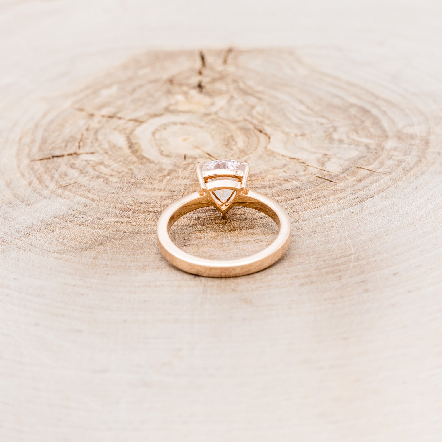 "PIPER" - TRILLION CUT ROSE QUARTZ ENGAGEMENT RING WITH DIAMOND ACCENTS-5