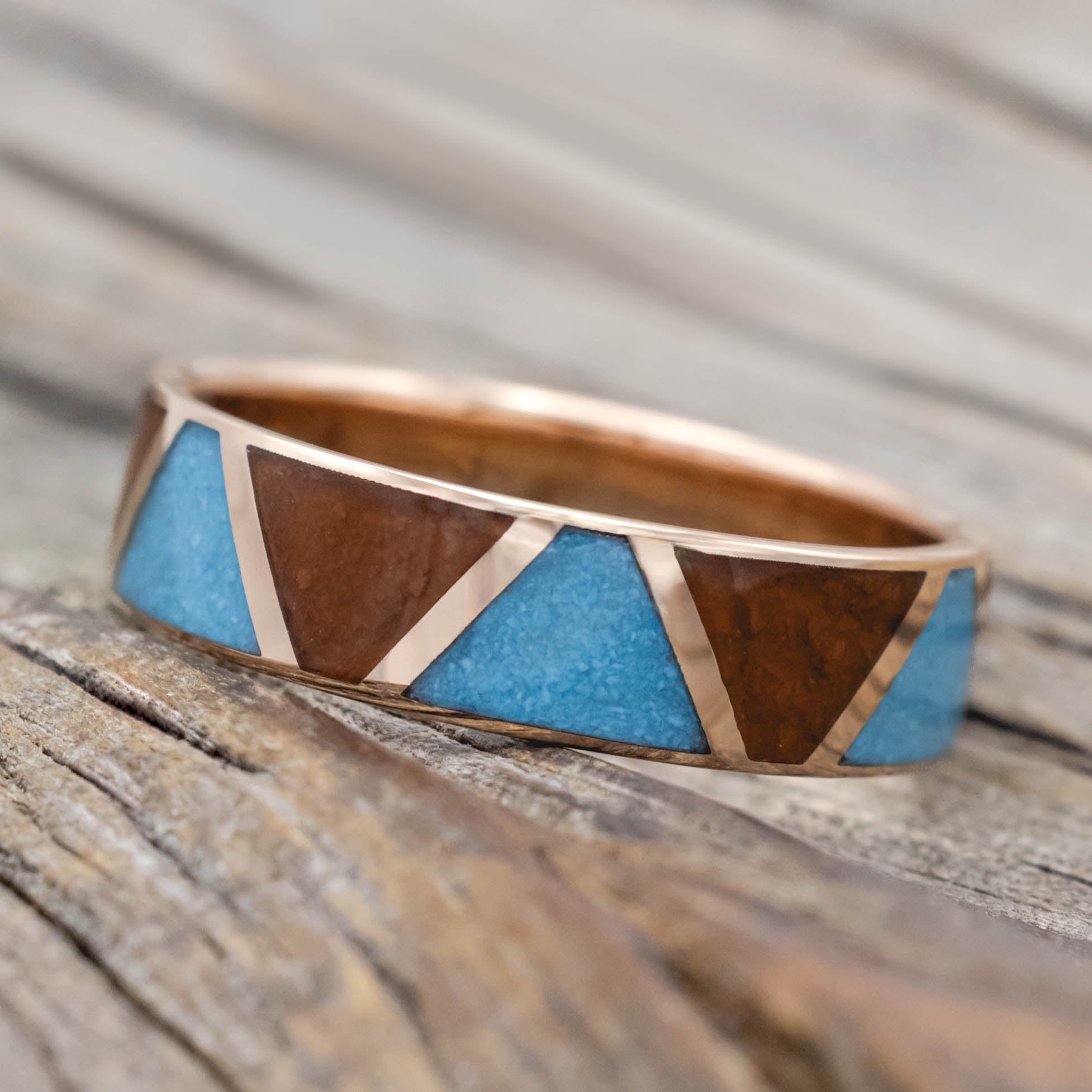 "POWELL" - TERRACOTTA & TURQUOISE WEDDING BAND-Staghead Designs